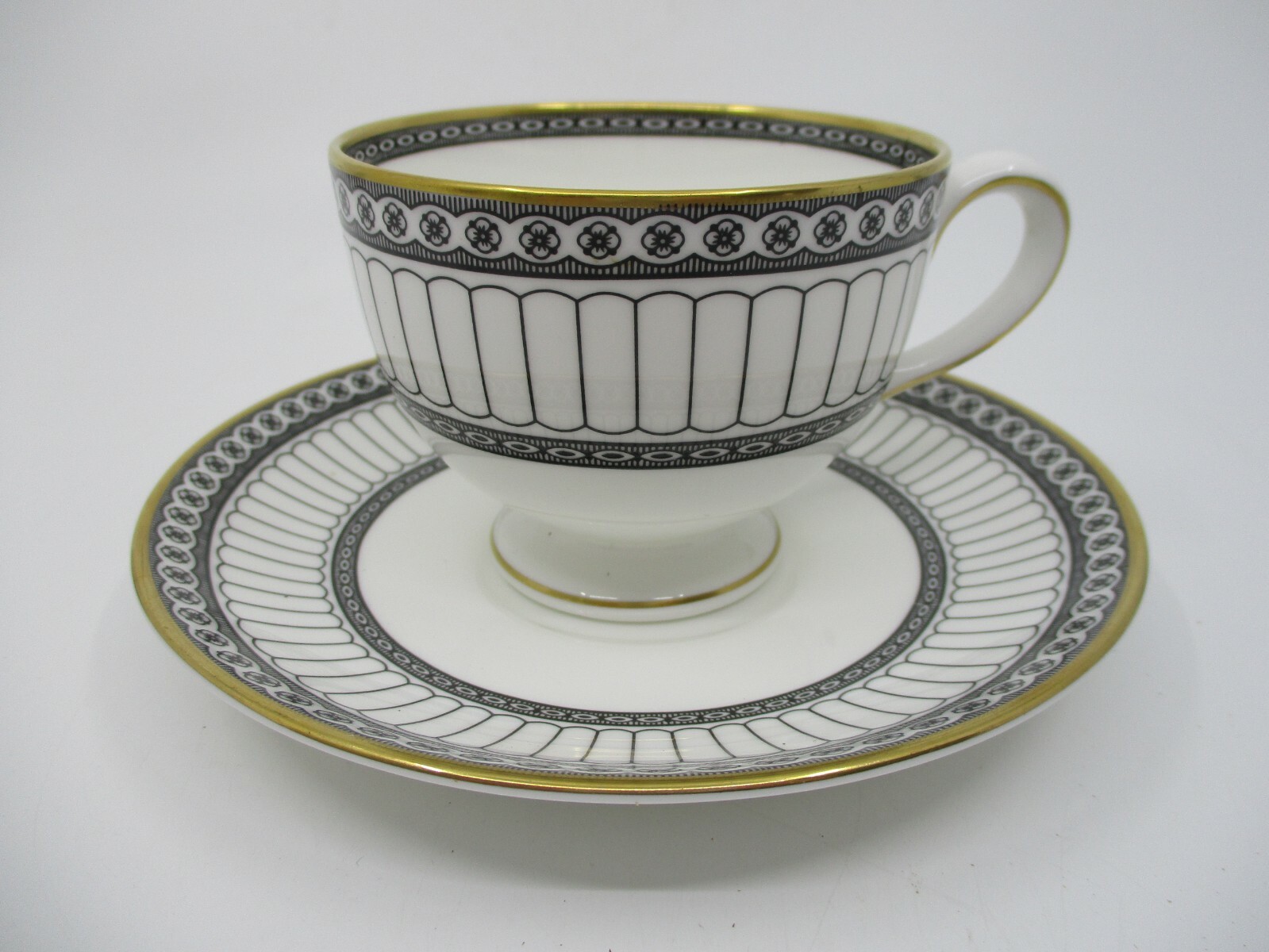 WEDGWOOD COLONNADE BLACK CUP & SAUCER  - 2 1/2