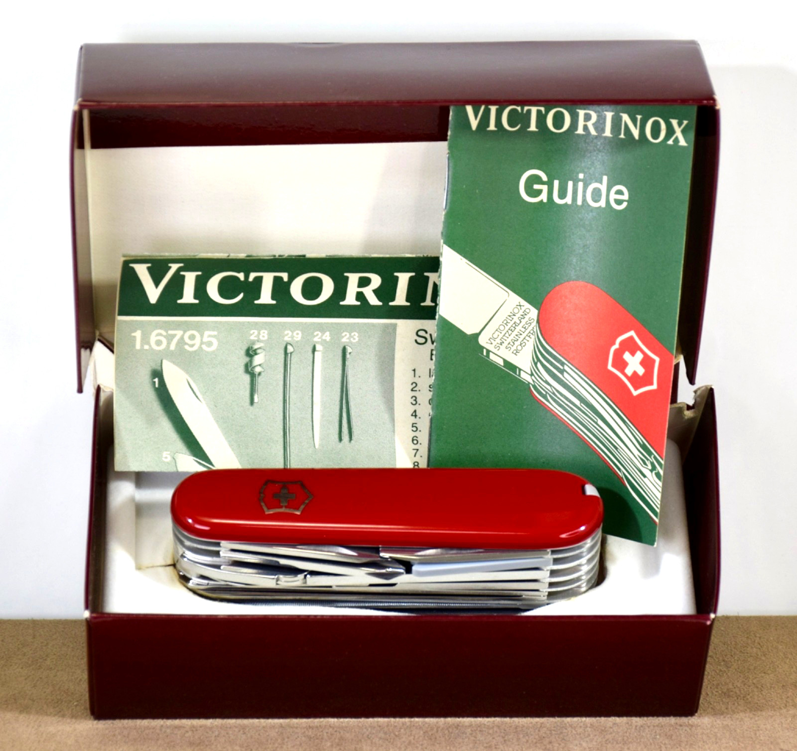 Vintage Victorinox Swiss Army Knife Swisschamp 1.6795 w/ Box & Manuals Vintage Victorinox Swiss Army Knife Swisschamp 1.6795 w/ Box & Manuals