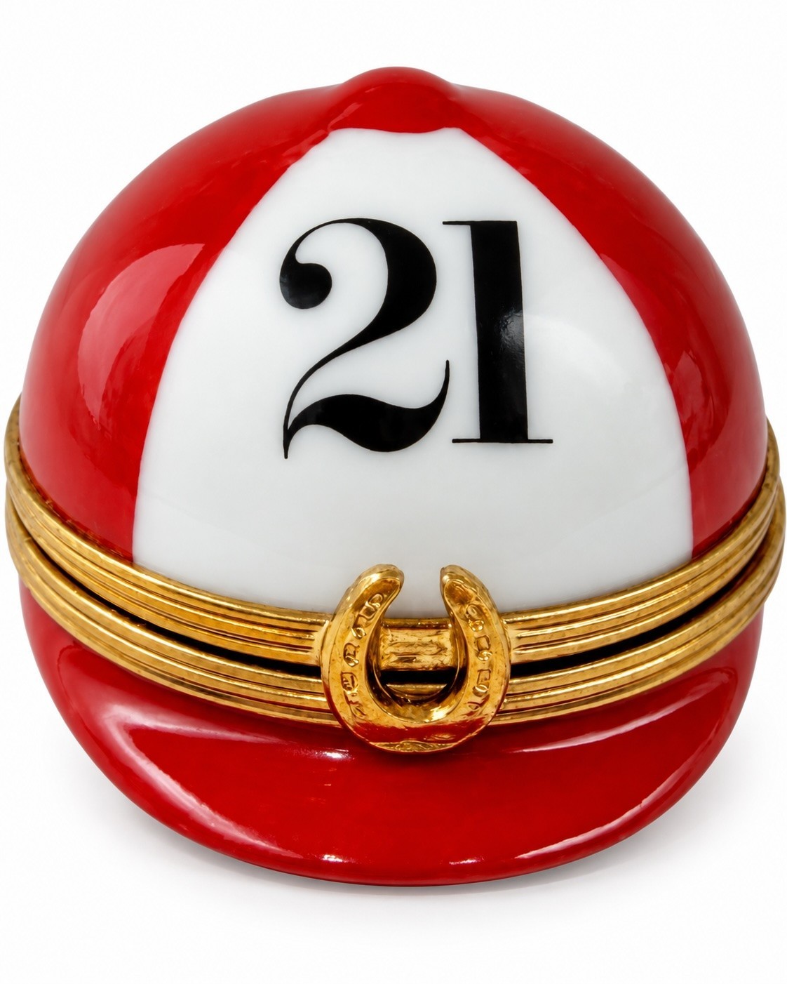 Vintage The 21 Club NYC Restaurant Equestrian Jockey Cap Trinket Box