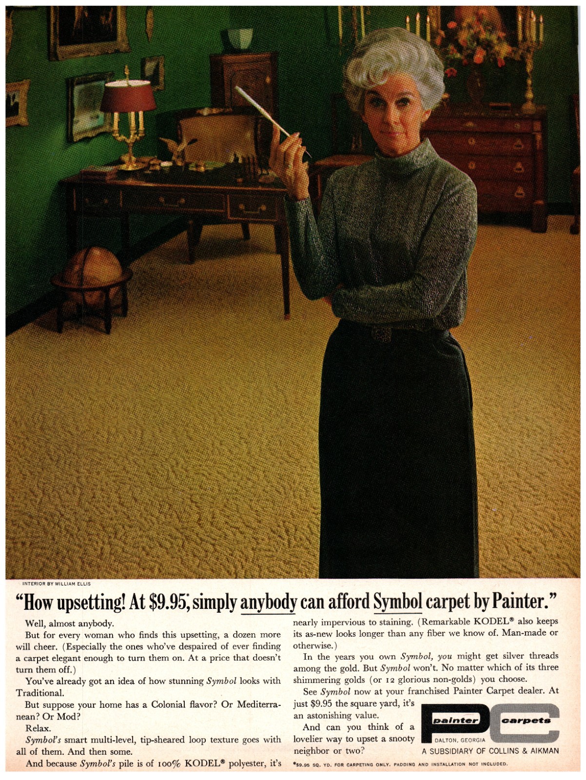1967 PRINT AD, Simply Anybody Can Afford Symbol Carpet By Painter 60\'s Household