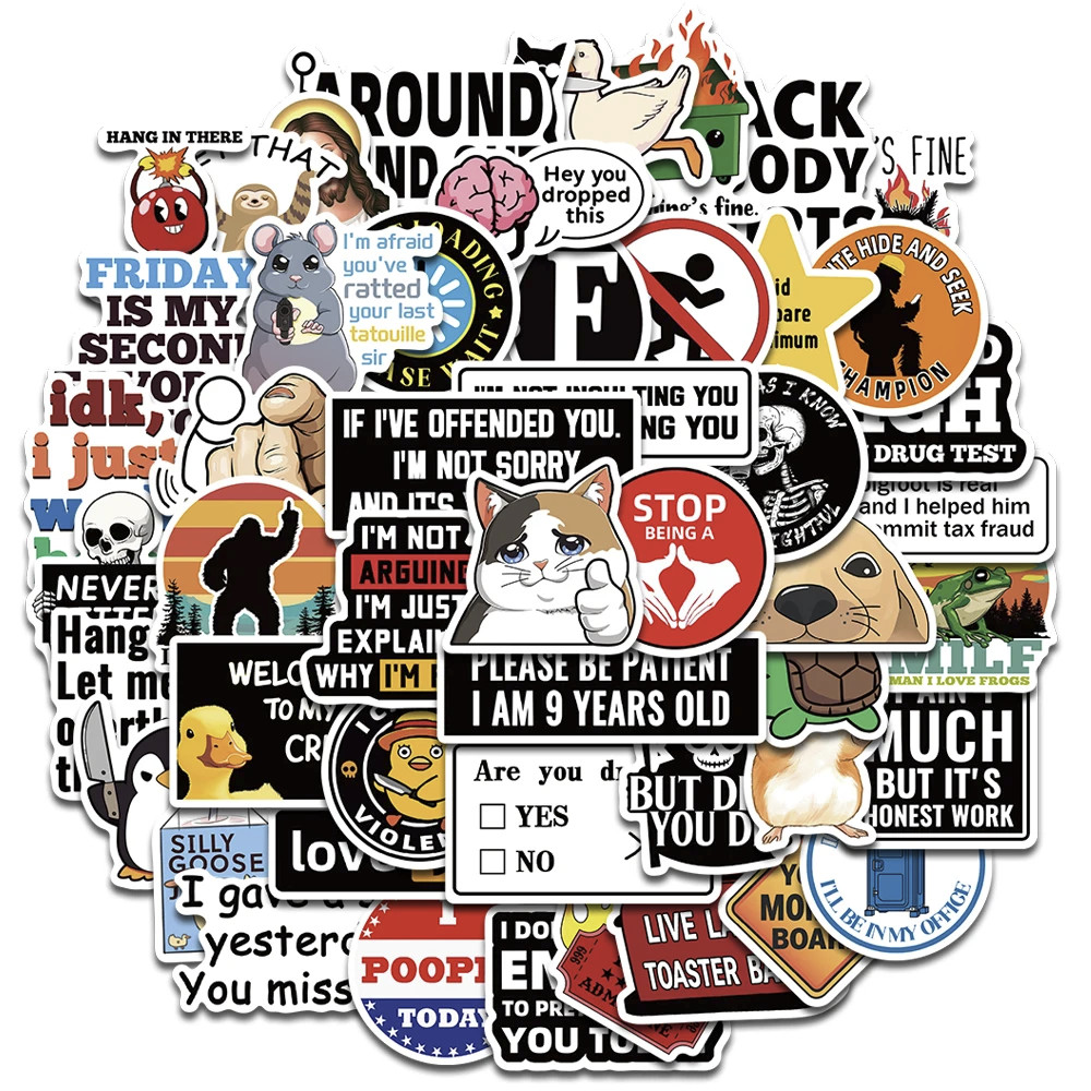 50 Pack Funny Sarcastic Adult Sticker Decal Set 2 Inch Avg Size Meme Stickers 50 Pack Funny Sarcastic Adult Sticker Decal Set 2 Inch Avg Size Meme Stickers
