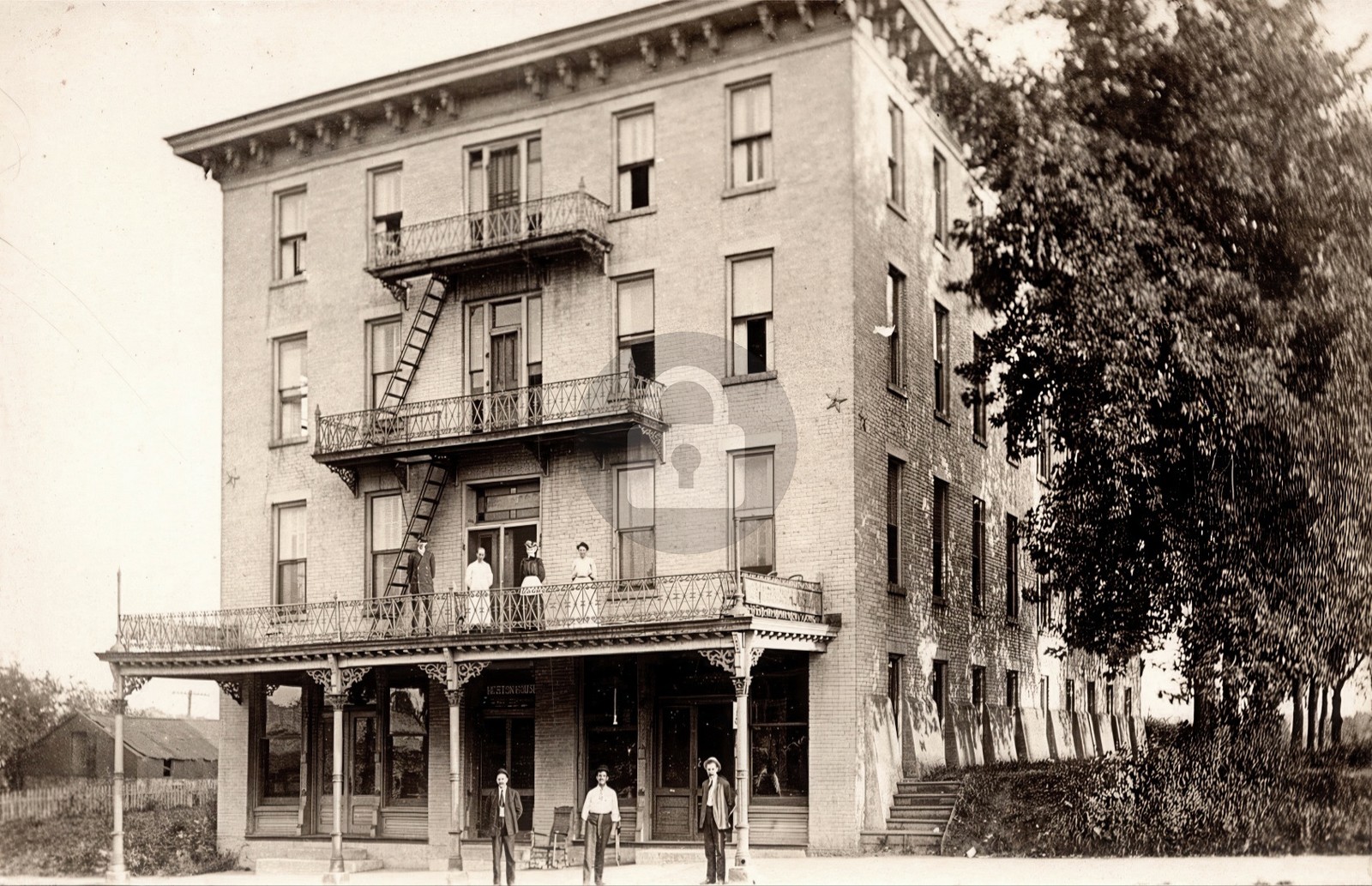 Nebraska City NE Morton House 4 Story Hotel Fire Escapes 1910 RPPC Postcard COPY Nebraska City NE Morton House 4 Story Hotel Fire Escapes 1910 RPPC Postcard COPY