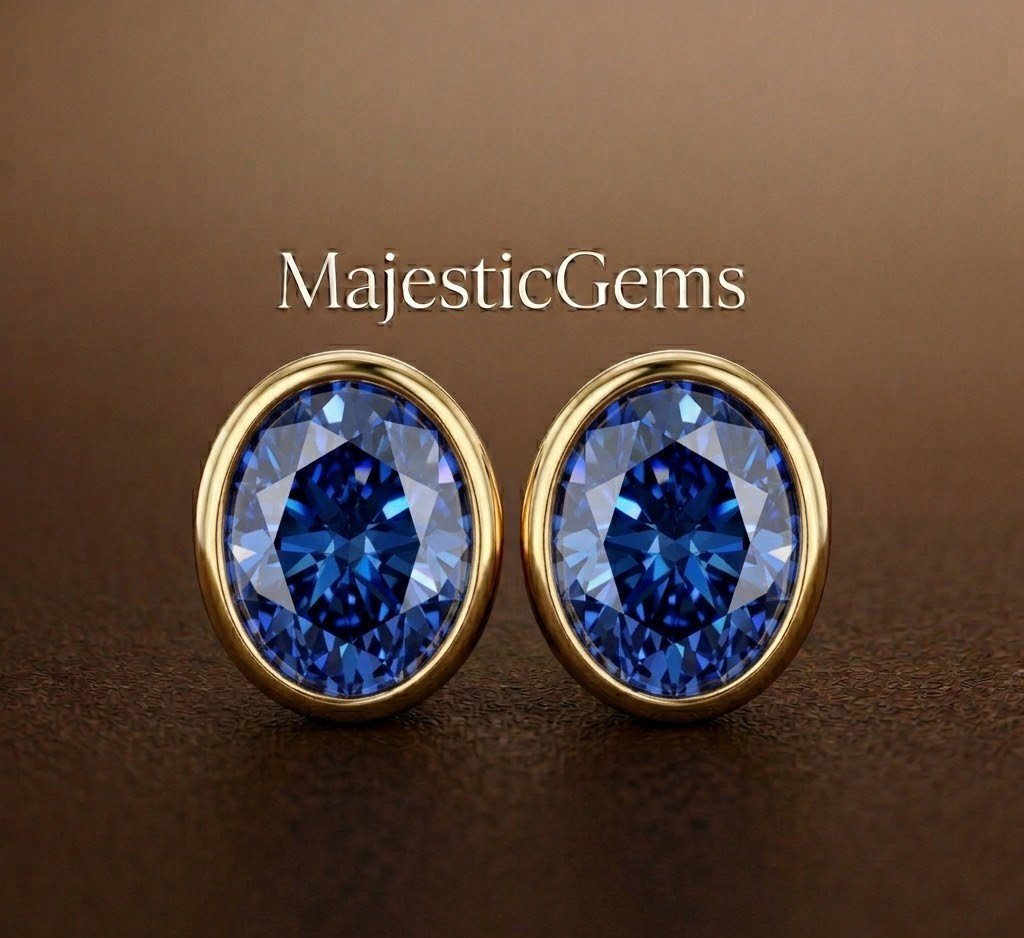 0.50 Ct Oval Cut Blue Lab Grown Diamond Earrings Gold Pleted VVS1 0.50 Ct Oval Cut Blue Lab Grown Diamond Earrings Gold Pleted VVS1