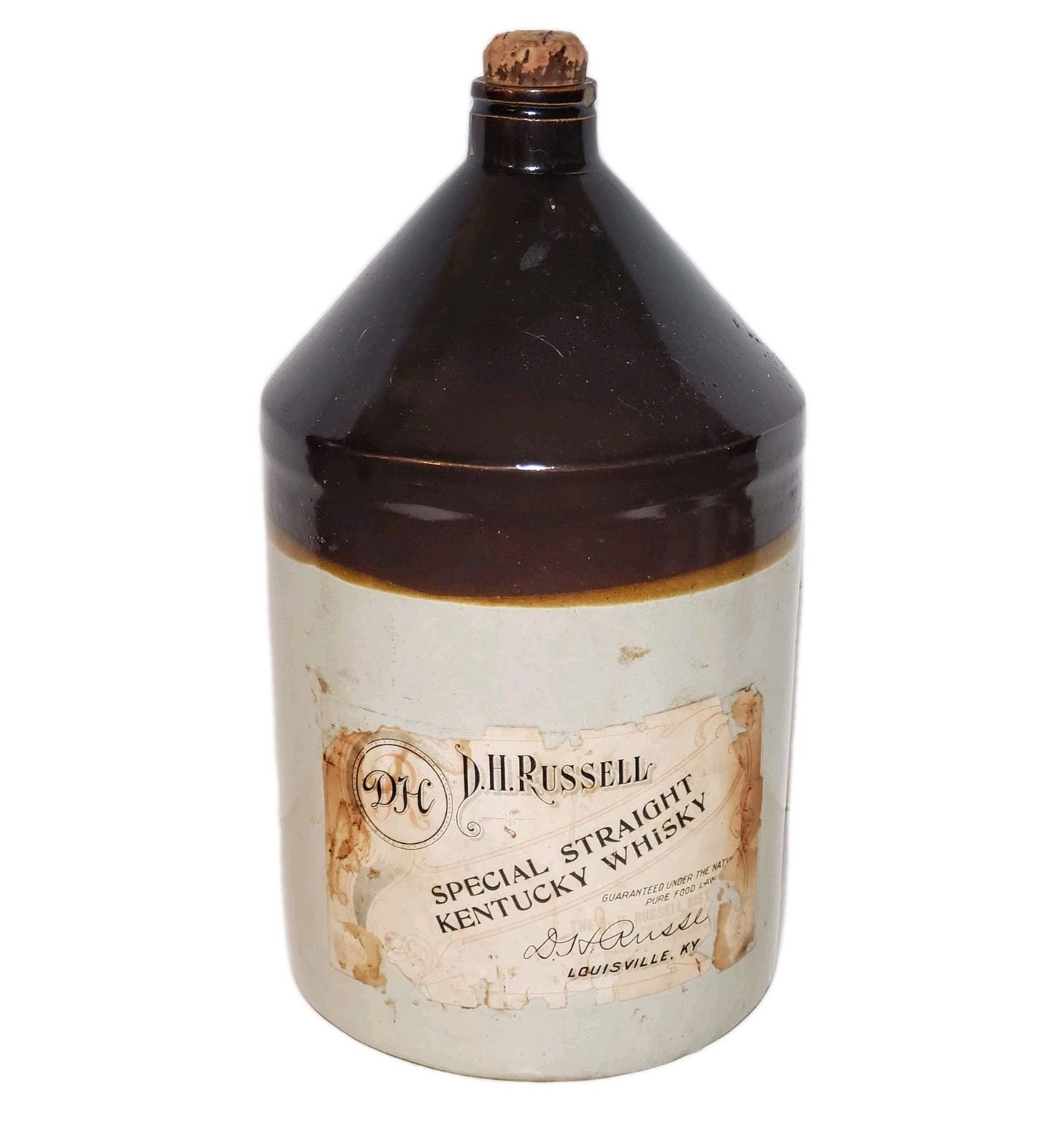 Rare Antique 1900's D.H. Russell Kentucky Pre Prohibtion Old Times Whiskey Jug