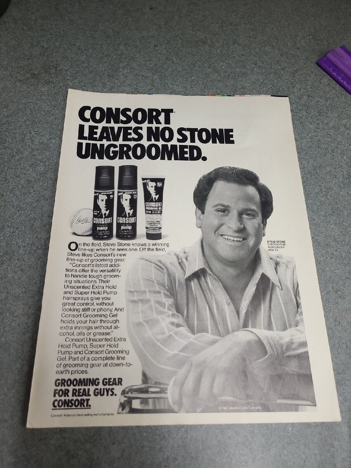 Steve Stone Chicago Cubs WGN Consort Grooming 1987 Vintage Print Ad 8x11 Inches