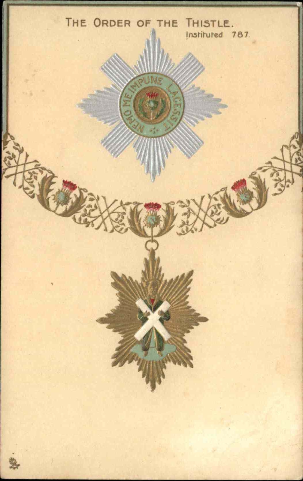 TUCK Connoisseur's Empire No. 2558 SCOTTISH Order of the Thistle EMBOSSED PC TUCK Connoisseur's Empire No. 2558 SCOTTISH Order of the Thistle EMBOSSED PC