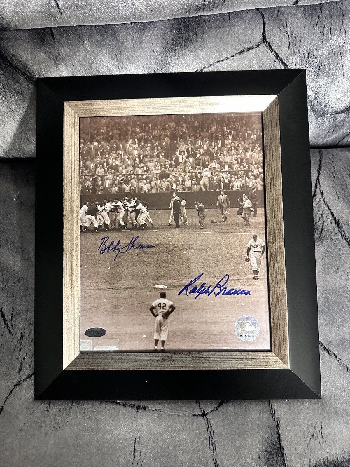 Bobby Thomson & Ralph Branca signed 1951 World Series 8x10 Photo Steiner No COA