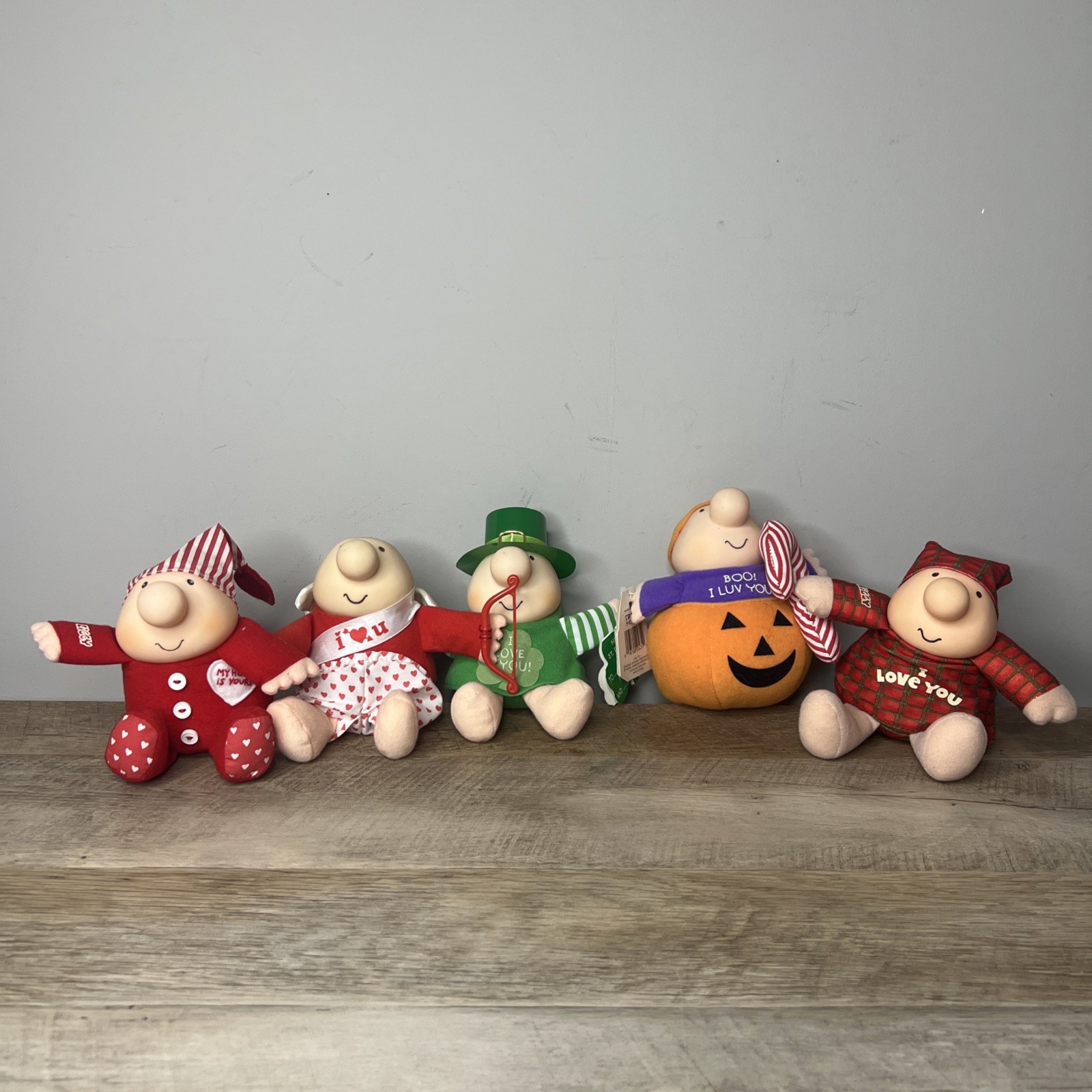 Lot of 5 VTG Ziggy Plush  Valentines Christmas Halloween Stuffed Figures