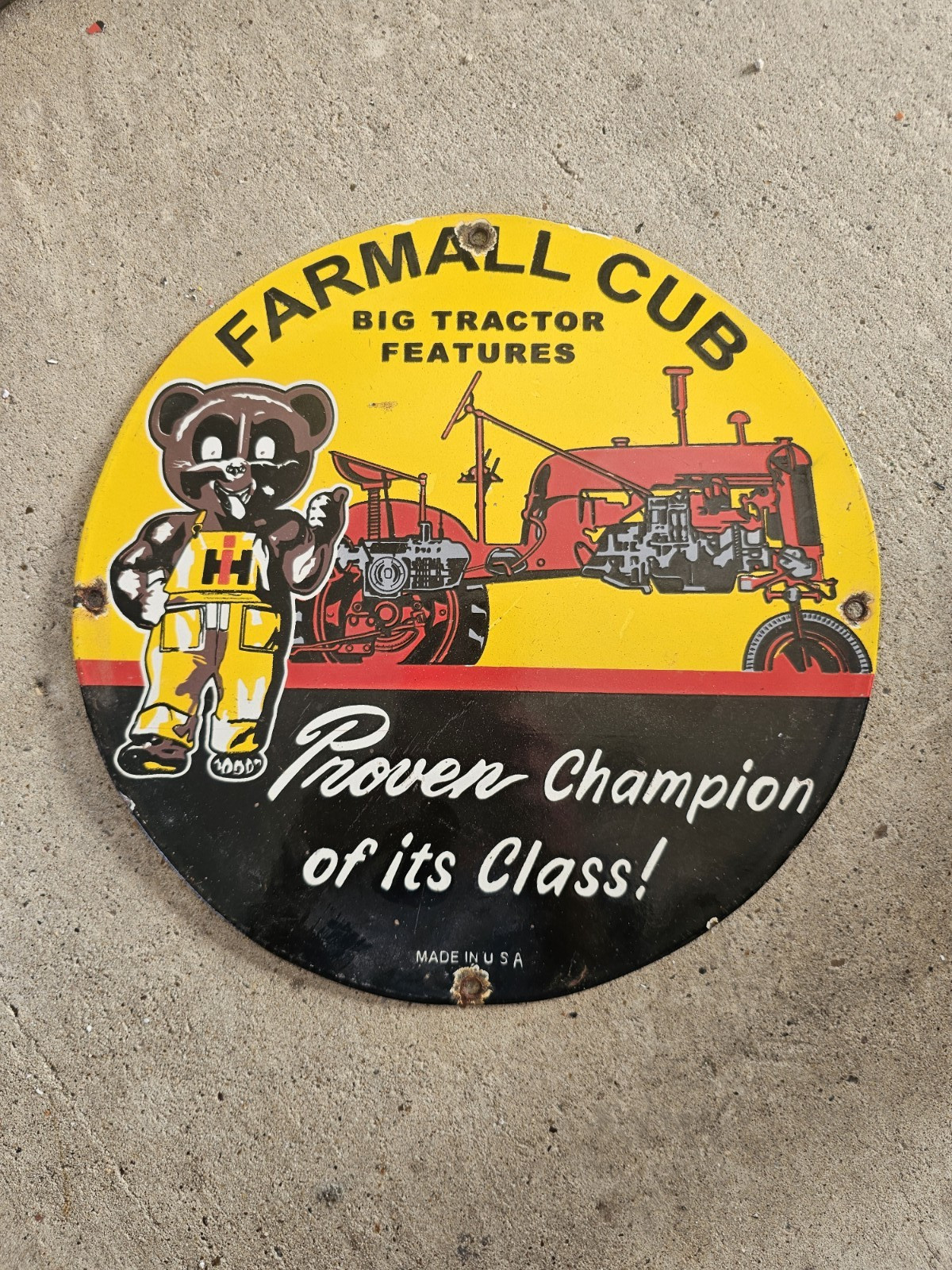 VINTAGE INTERNATIONAL HARVESTER MCCORMICK FARMALL CUB PORCELAIN SIGN 12 VINTAGE INTERNATIONAL HARVESTER MCCORMICK FARMALL CUB PORCELAIN SIGN 12