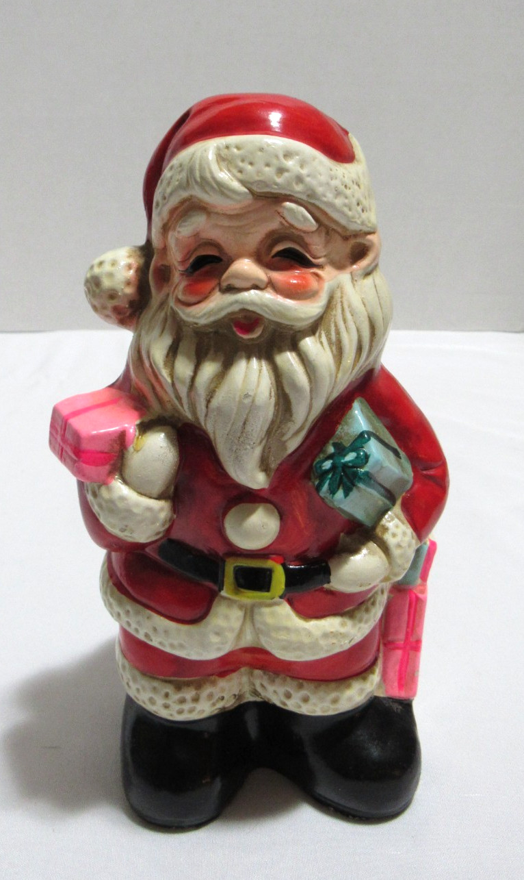 Vintage 60s Santa Claus Plastic Bank Two Faced-Double Sided Japan 8” W/ Plug Vintage 60s Santa Claus Plastic Bank Two Faced-Double Sided Japan 8” W/ Plug