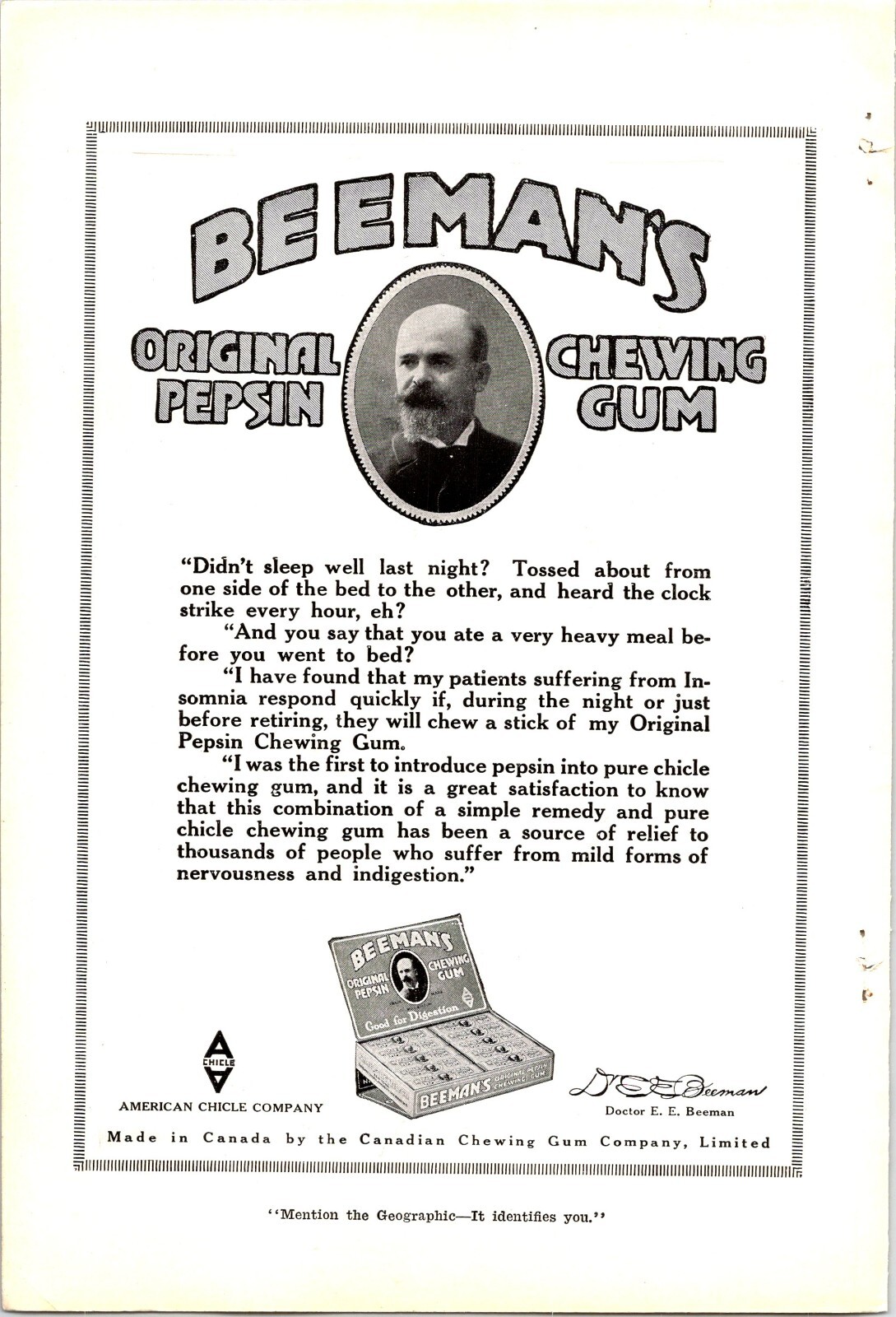 Print Ad 1918 Beeman\'s Original Pepsin Chewing Gum Chicle Good Digestion Print Ad 1918 Beeman\'s Original Pepsin Chewing Gum Chicle Good Digestion