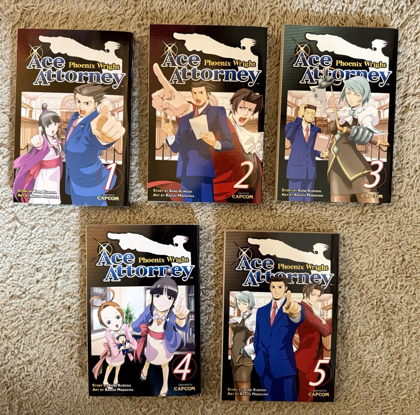 Phoenix Wright, Ace Attorney Vol 1, 2, 3, 4 & 5, Complete Manga Set
