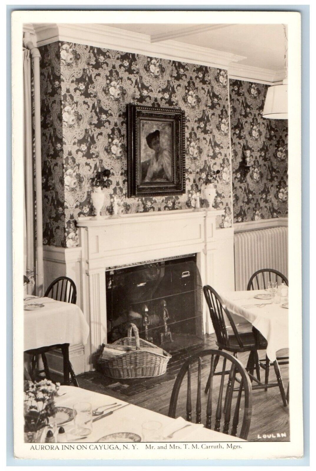 Cayuga New York NY Postcard RPPC Photo Aurora Inn Interior View c1940\'s Vintage