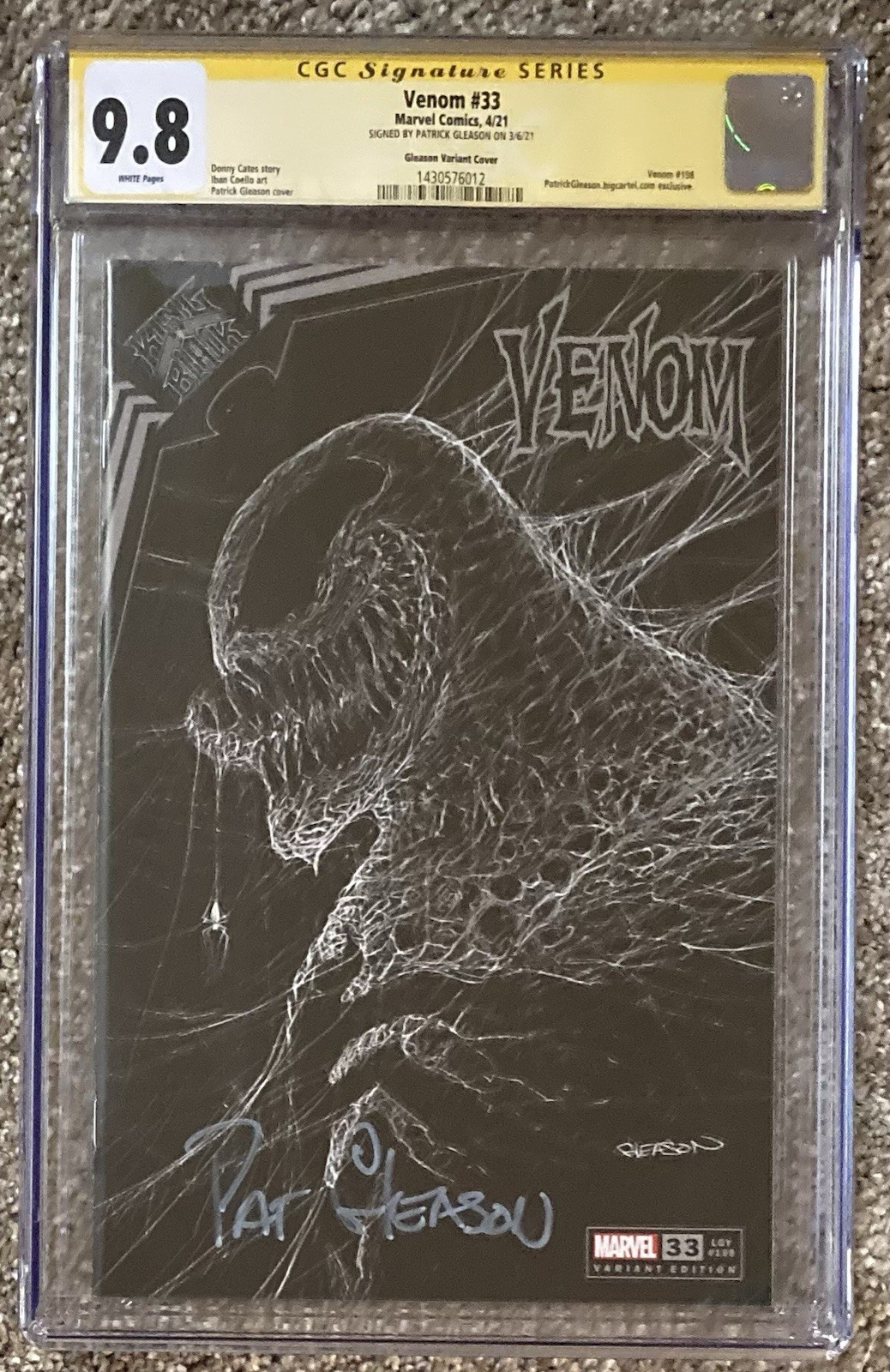 Venom #33 (2021) Gleason Variant Cover, CGC 9.8 and Signed by Patrick Gleason Venom #33 (2021) Gleason Variant Cover, CGC 9.8 and Signed by Patrick Gleason