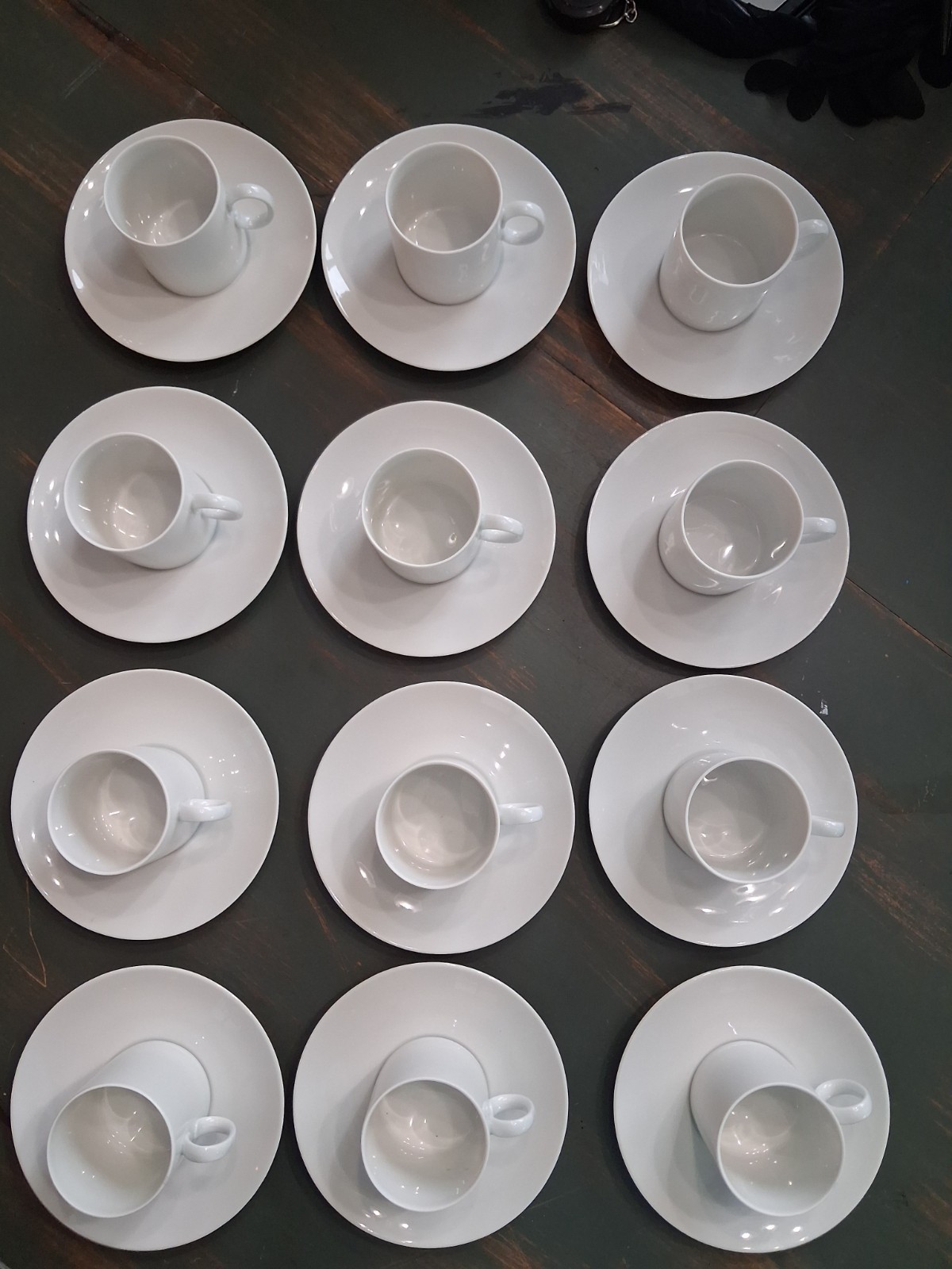 Vintage Mid-Mid-Century Thomas Espresso Cup & Saucer White Germany ~ Set of 12 Vintage Mid-Mid-Century Thomas Espresso Cup & Saucer White Germany ~ Set of 12