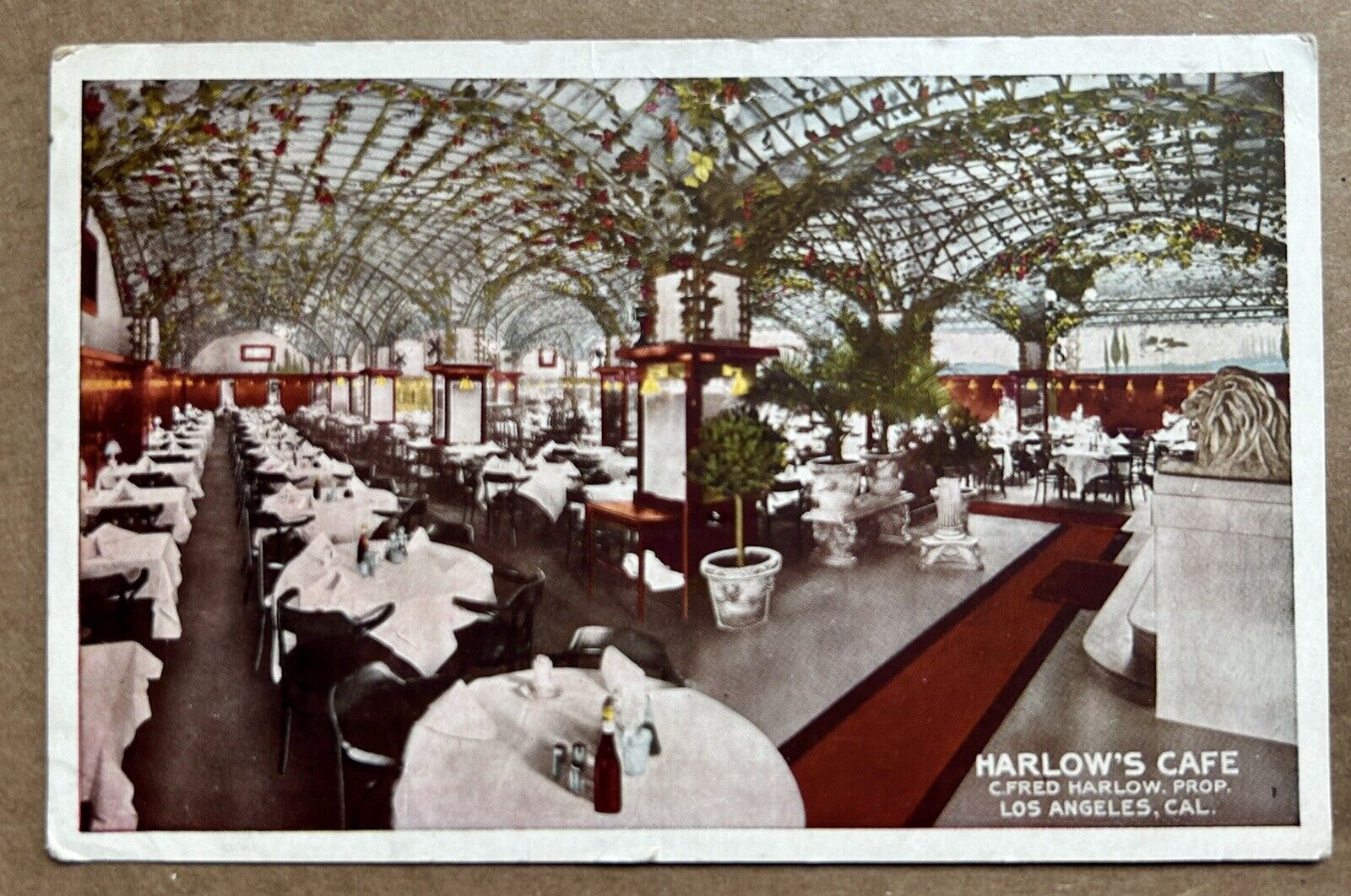 Harlow's Cafe Dining Room Interior Los Angeles California CA Vintage Postcard