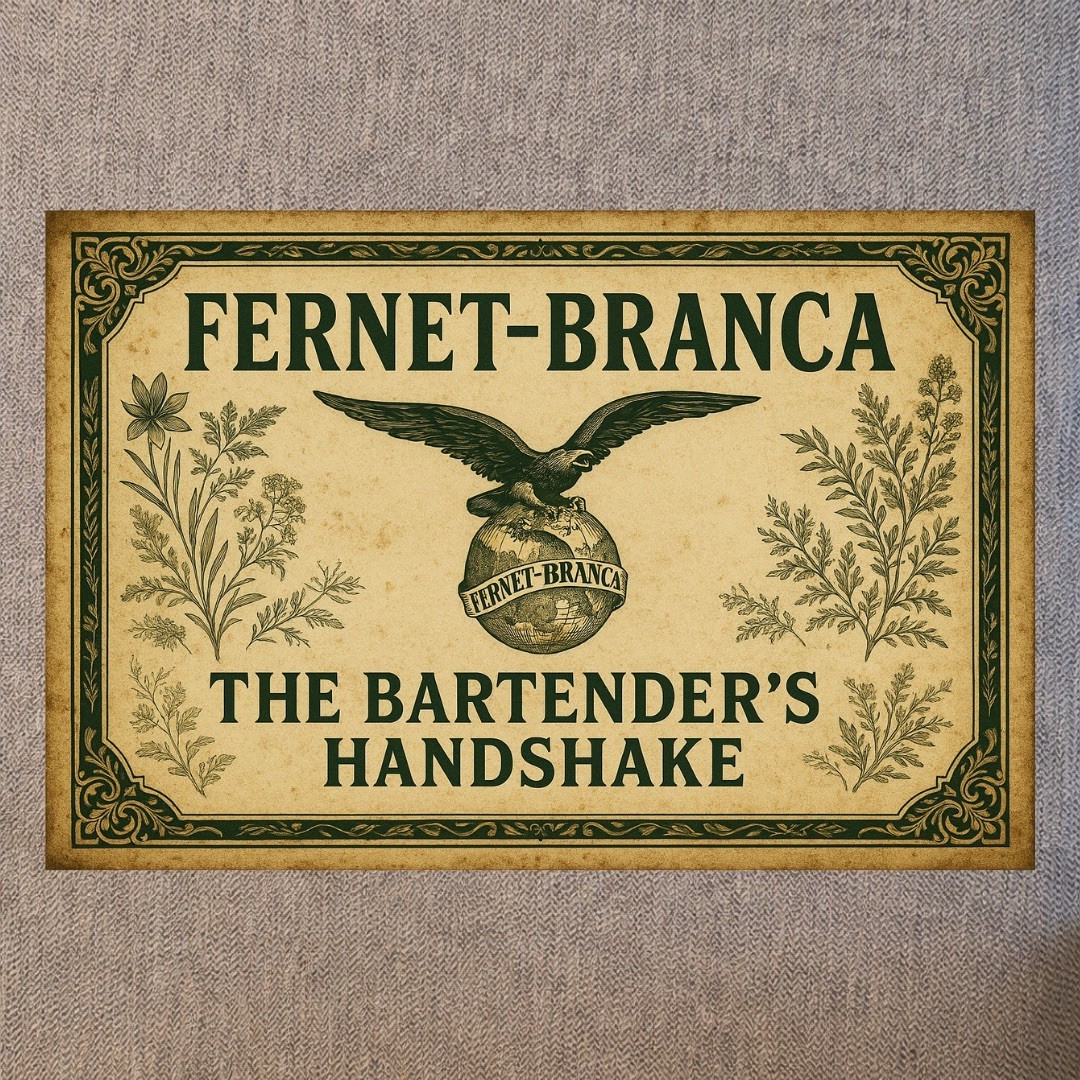 Fernet Branca Sign, the Bartenders Handshake Metal Poster 12” Argentina Fernet Branca Sign, the Bartenders Handshake Metal Poster 12” Argentina