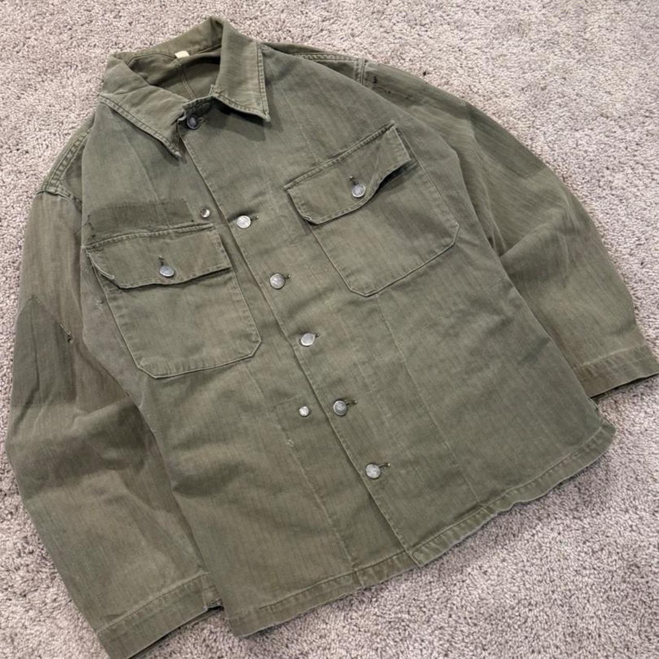 Vintage 1940s WWII 34R US Army Jacket HBT Herringbone 13 Stars Twill Shirt Coat Vintage 1940s WWII 34R US Army Jacket HBT Herringbone 13 Stars Twill Shirt Coat