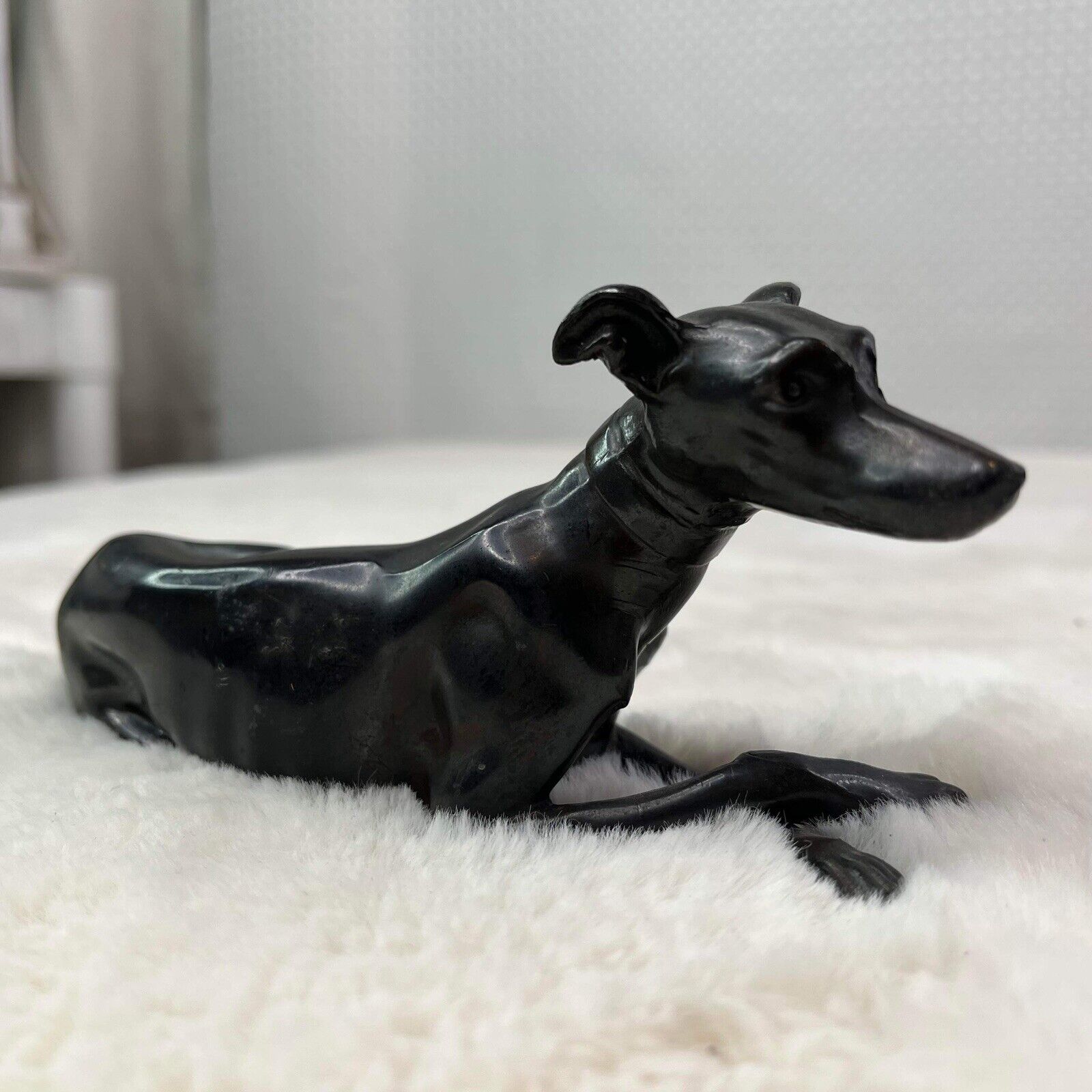 Vintage Bronze Greyhound Dog  Sculpture Statue Figurine 