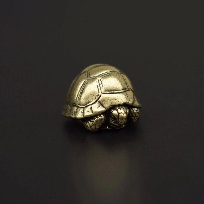 Solid Heavy Brass Tortoise Figurine Miniature Vintage Turtle Tea Pet Ornament