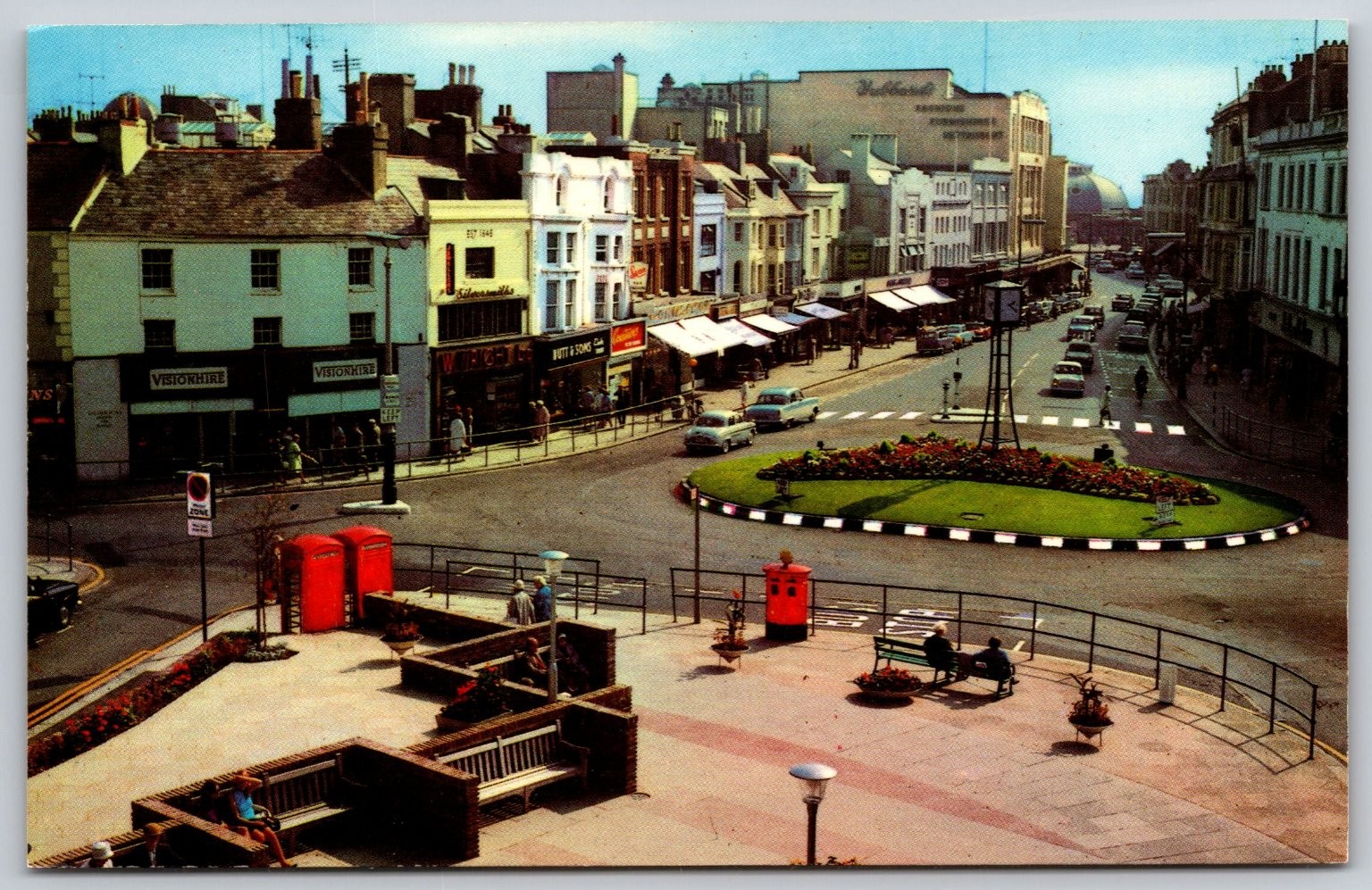 Worthing South Street Roundabout Postcard 1960s Woolworths W.H. Smith UK AA667 Worthing South Street Roundabout Postcard 1960s Woolworths W.H. Smith UK AA667