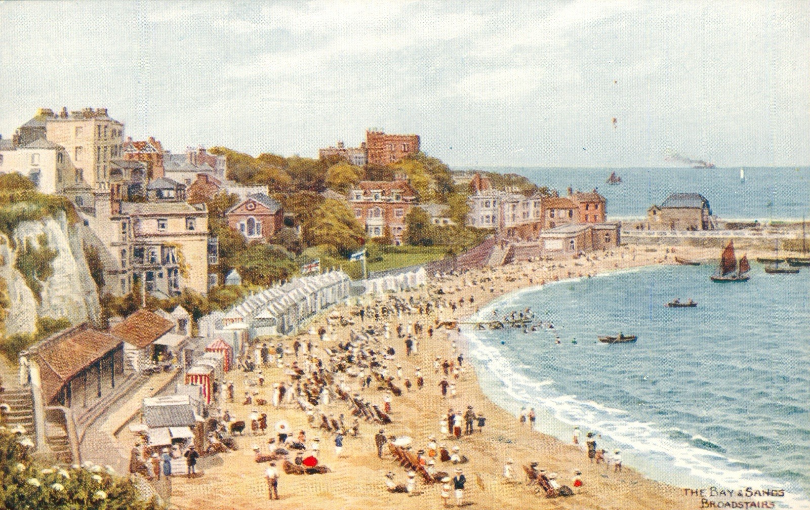 UK, KENT, Broadstairs, The Bay & Sands, Postcard Antique 1910 N UK, KENT, Broadstairs, The Bay & Sands, Postcard Antique 1910 N
