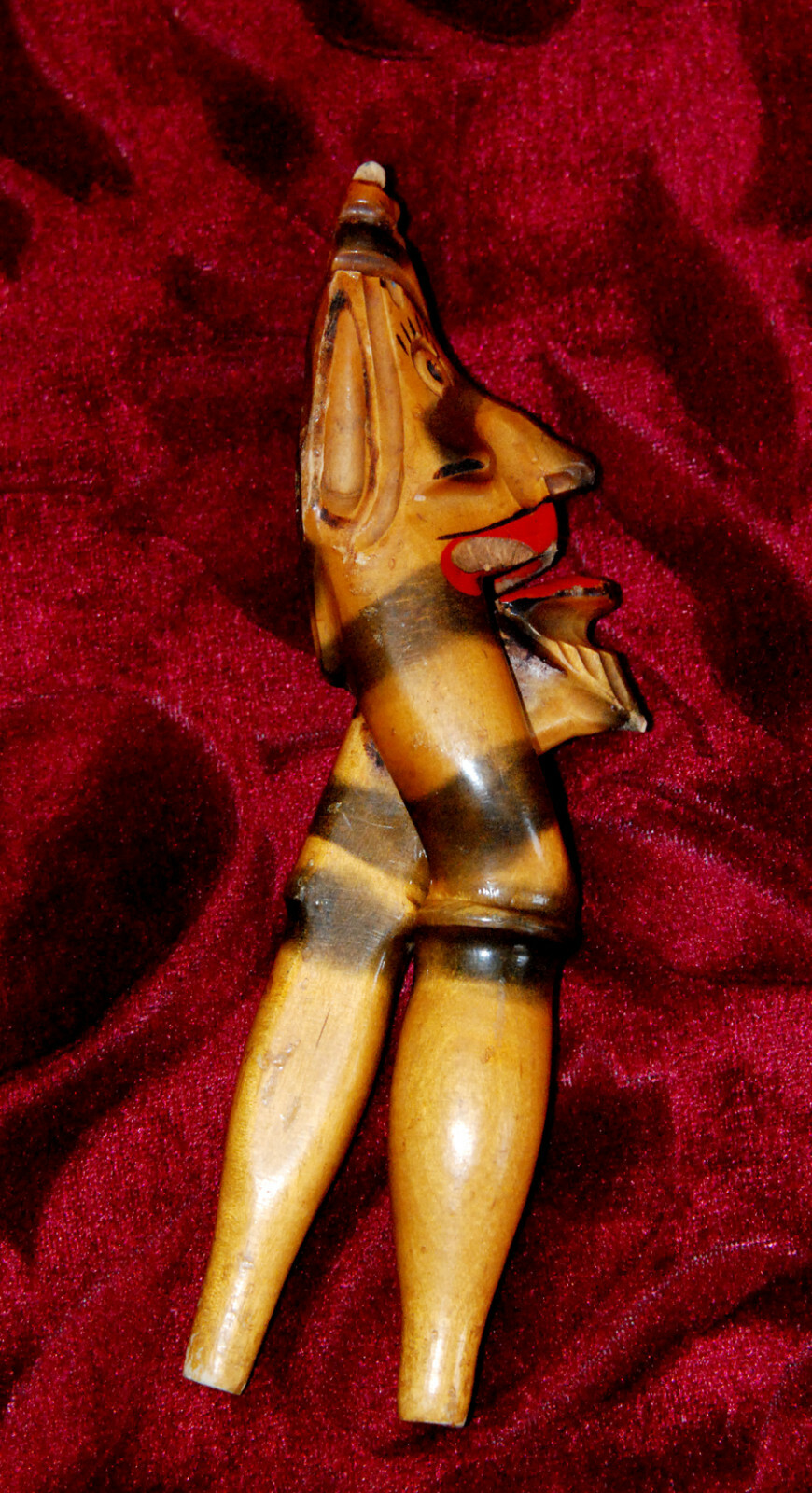 Nut Cracker Vintage Devil Satan showing tongue wood carved about 80's