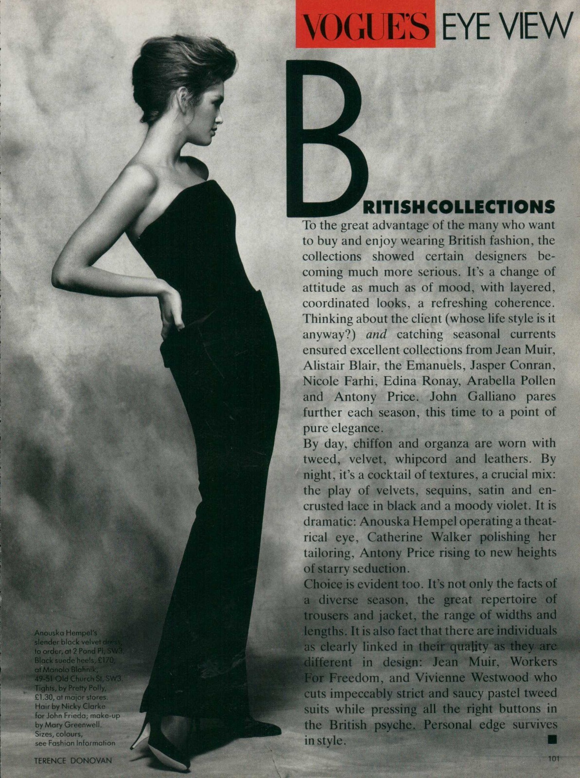 Cindy Crawford Terence Donovan Magazine Fashion Editorial long legs 1pg 1988
