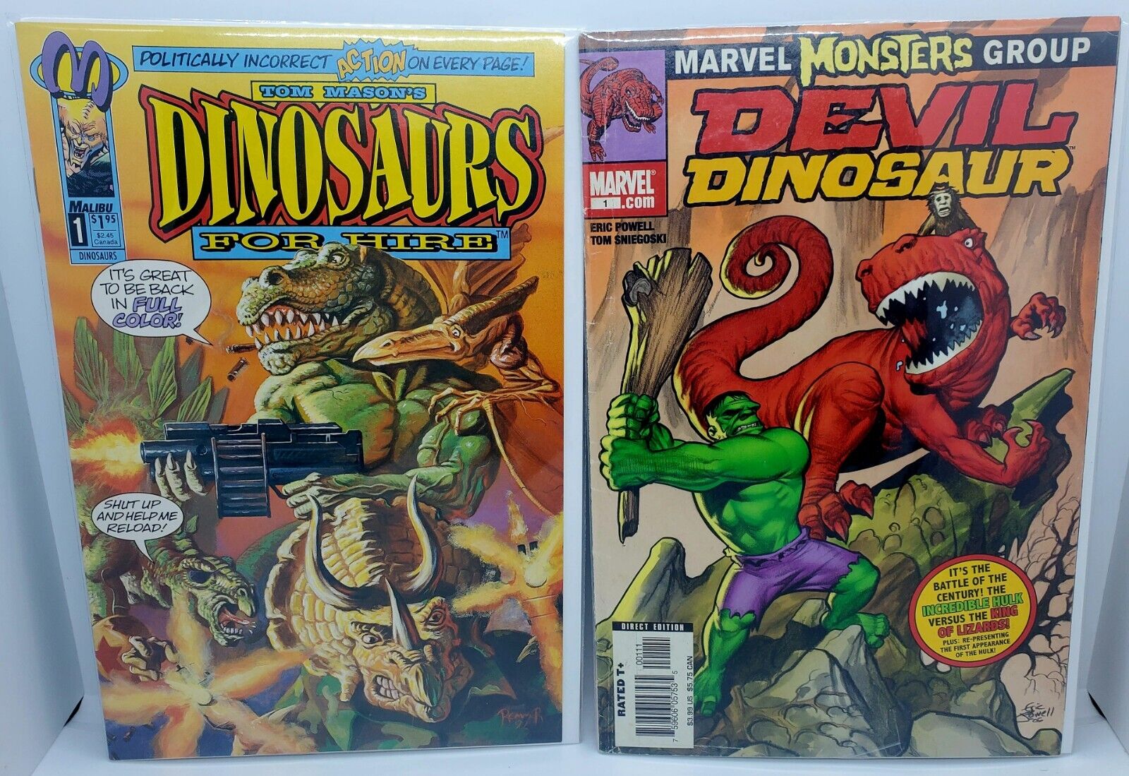 Vintage LOT of 2 Devil Dinosaur #1 Marvel Monster Group/Dinosaurs for Hire #1 🔥