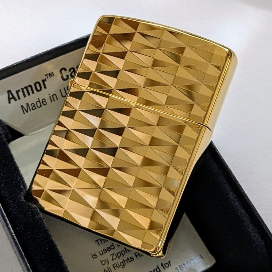 ZIPPO Gold Plated 162G-2DC Diamond Cut Armor lighter