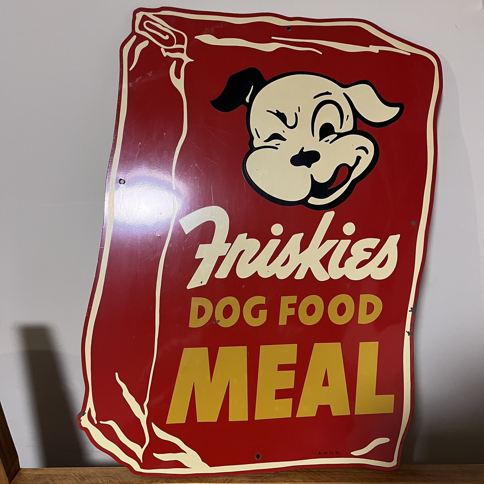 Vintage Friskies Dog Food Meal Metal Sign Vintage Friskies Dog Food Meal Metal Sign