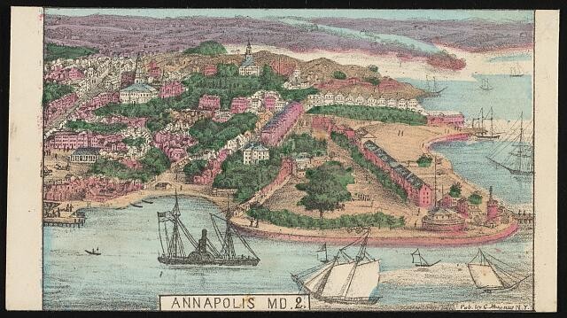Photo:Annapolis Maryland 1900s Harbor Pictorial Envelope Ships Sailing