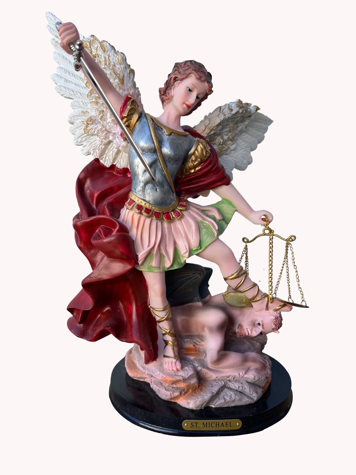 San Miguel Arcangel Statue, St Michael Statue in Multicolor Resin 12 San Miguel Arcangel Statue, St Michael Statue in Multicolor Resin 12