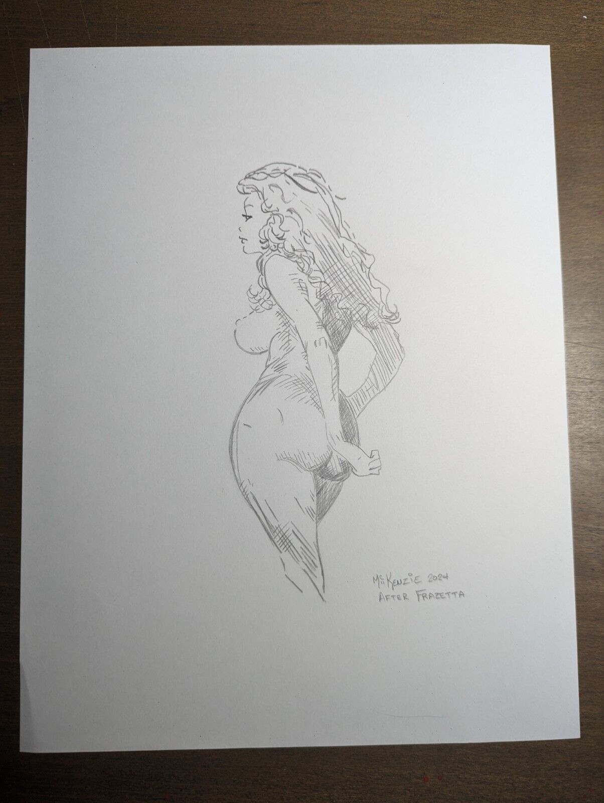 Nude Study After Frazetta. 8 1/2 x 11 Pencil On Bristol Paper