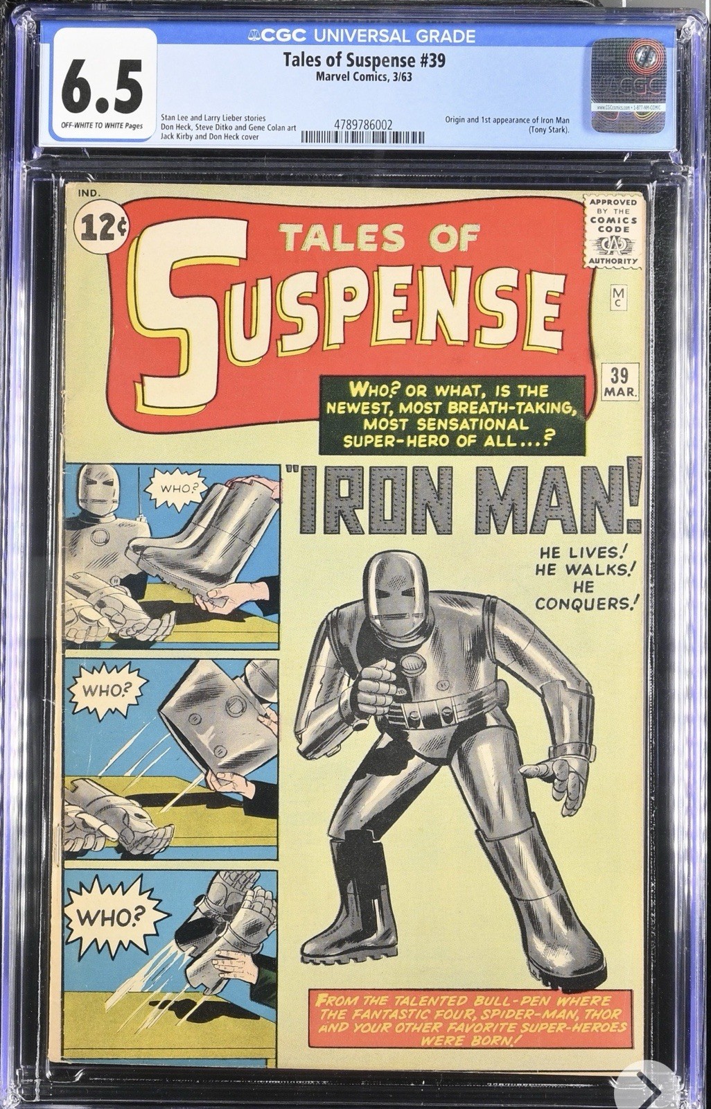 Tales of Suspense #39 CGC 6.5 Fine+ Unrestored 1st App. Iron Man Tony Stark Tales of Suspense #39 CGC 6.5 Fine+ Unrestored 1st App. Iron Man Tony Stark