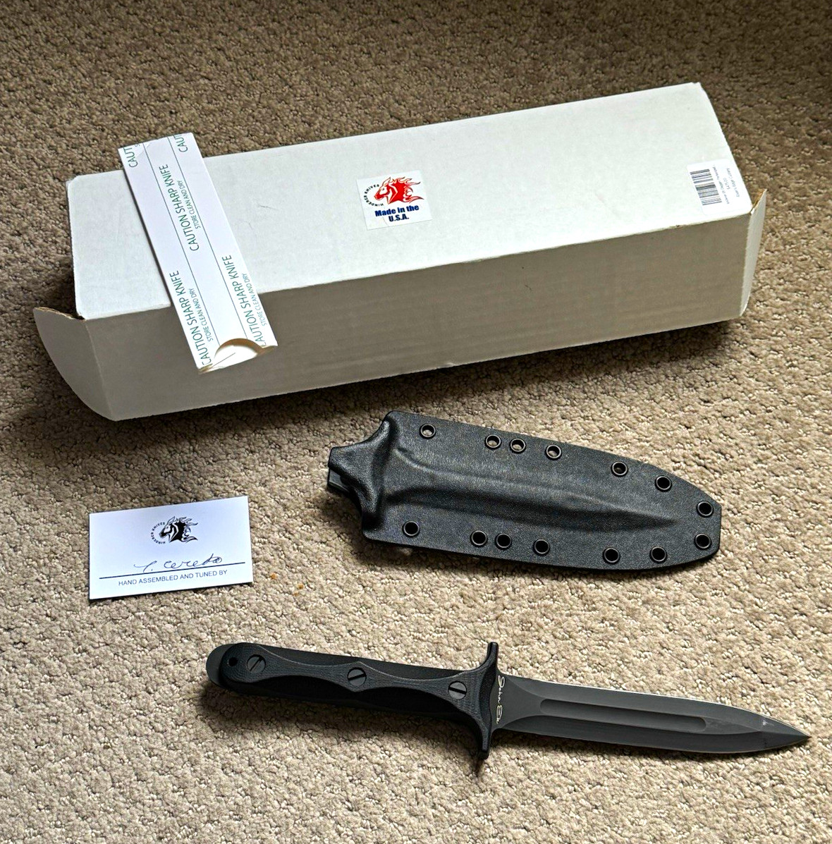 NEW - Rick Hinderer Knives EK Dagger 01 Tool Steel Spear Point, Black Micarta