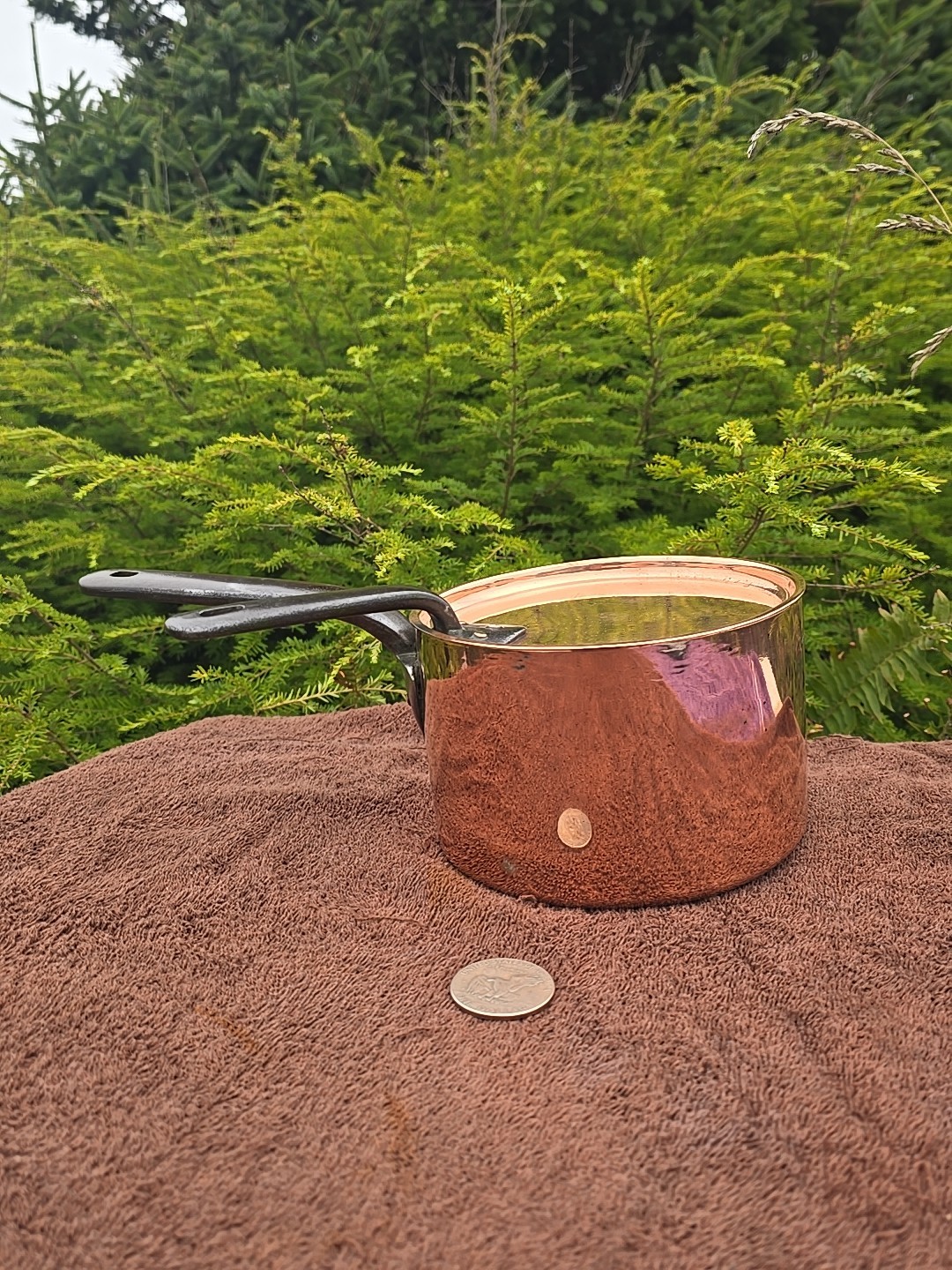 Outstanding Antique English Copper Saucepan w Matching Original Lid☆Old Copper