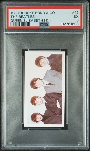 1983 BROOKE BOND QUEEN ELIZABETH I & II THE BEATLES #47 PSA 5 1983 BROOKE BOND QUEEN ELIZABETH I & II THE BEATLES #47 PSA 5