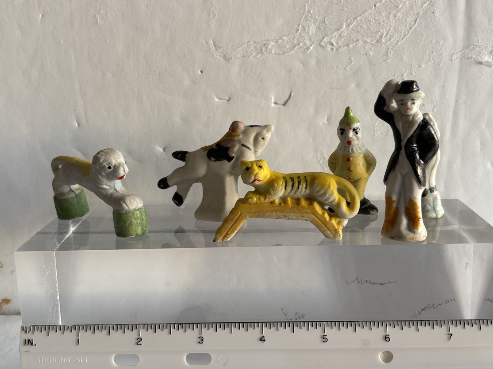 BISQUE CIRCUS MINI FIGURES/VINTAGE JAPAN/LOT 6/hand Painted/EUC BISQUE CIRCUS MINI FIGURES/VINTAGE JAPAN/LOT 6/hand Painted/EUC