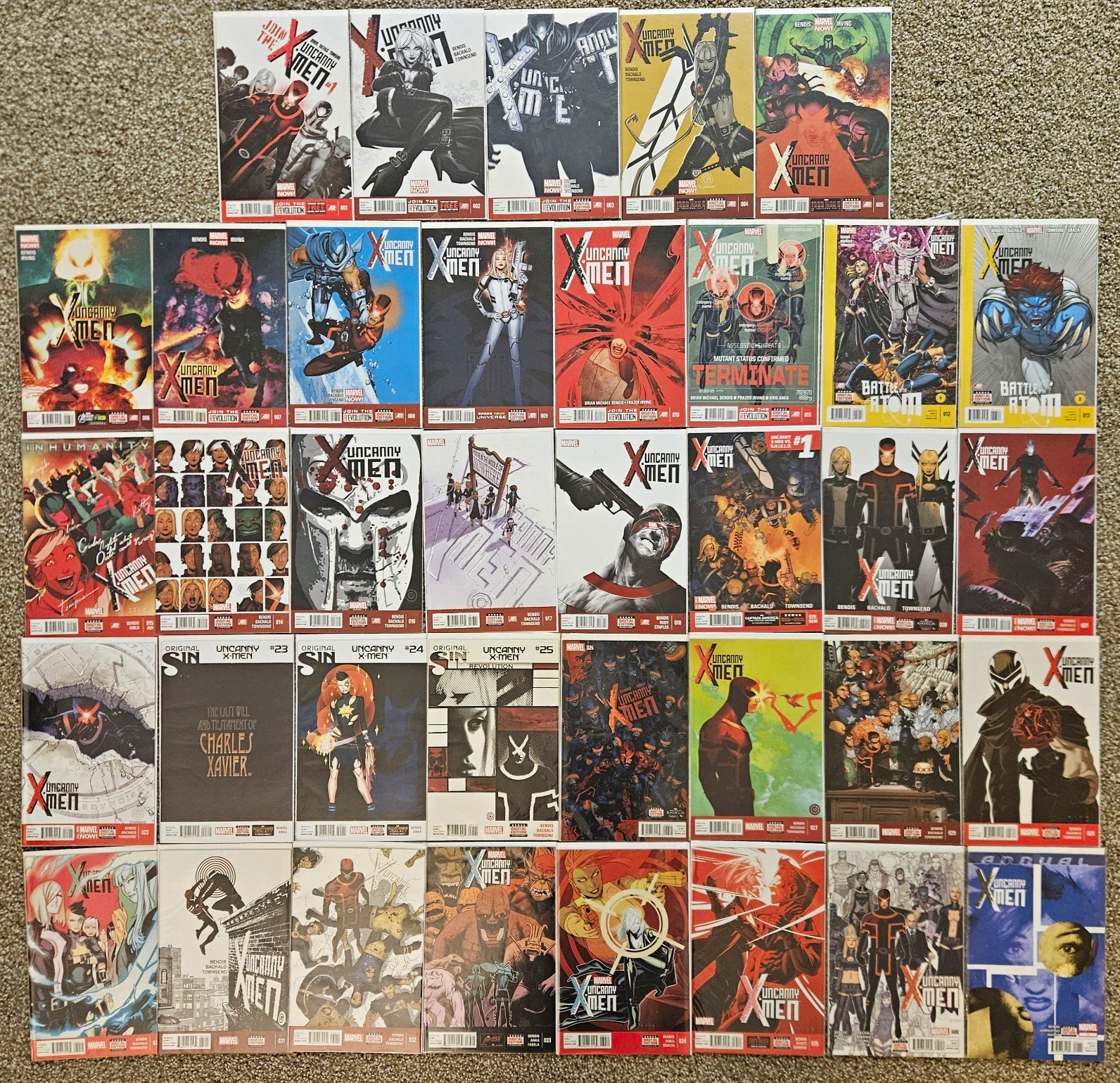 Marvel Uncanny X-Men COMPLETE Comic Lot 1-35 + 600 + Annual 1 Brian Bendis 2013 Marvel Uncanny X-Men COMPLETE Comic Lot 1-35 + 600 + Annual 1 Brian Bendis 2013