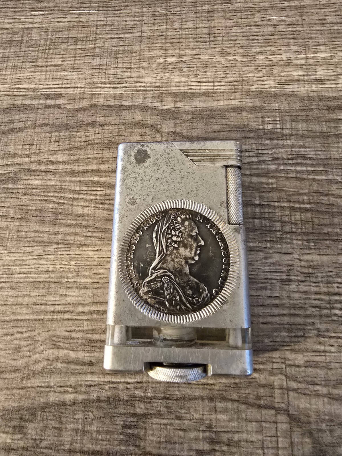 VTG WWII ALUMINUM LIGHTER MARIA THERESIA 1780 THALER RESTRIKE 0.833 SILVER COIN VTG WWII ALUMINUM LIGHTER MARIA THERESIA 1780 THALER RESTRIKE 0.833 SILVER COIN