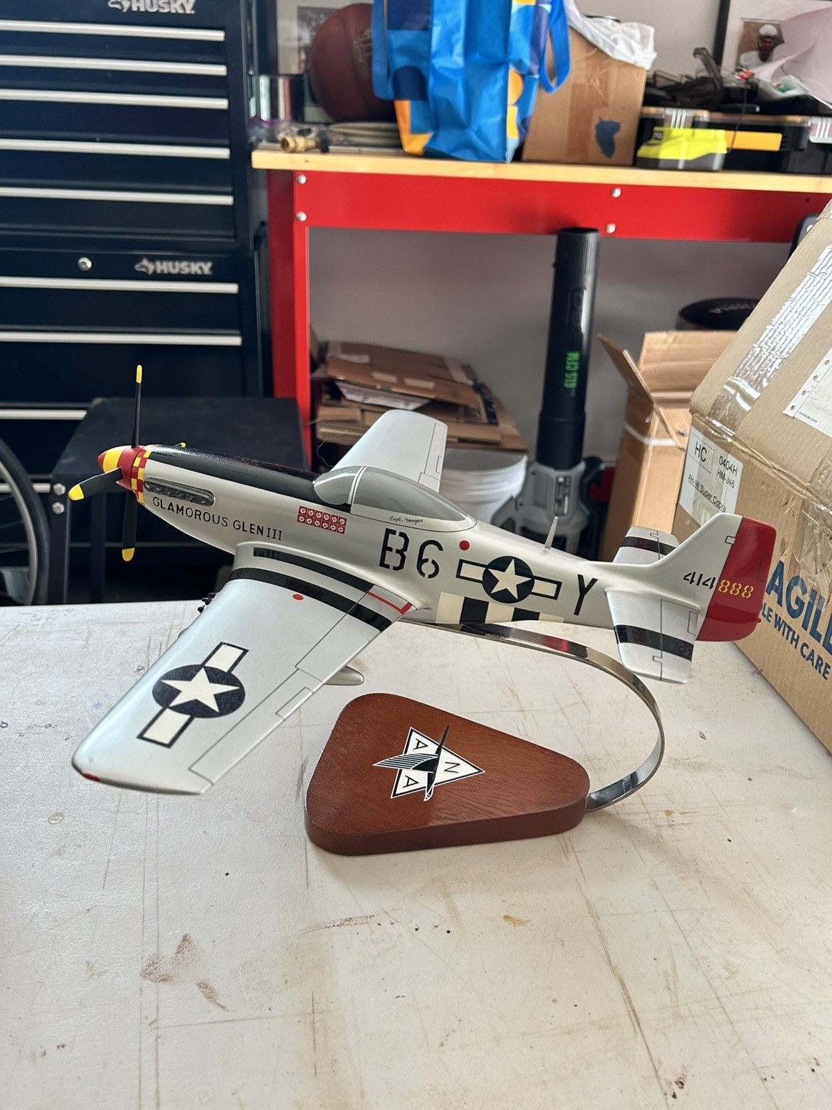 Pacific Aircraft P-51D Mustang Glamorous Glen III Handcrafted Wood Desktop Model Pacific Aircraft P-51D Mustang Glamorous Glen III Handcrafted Wood Desktop Model