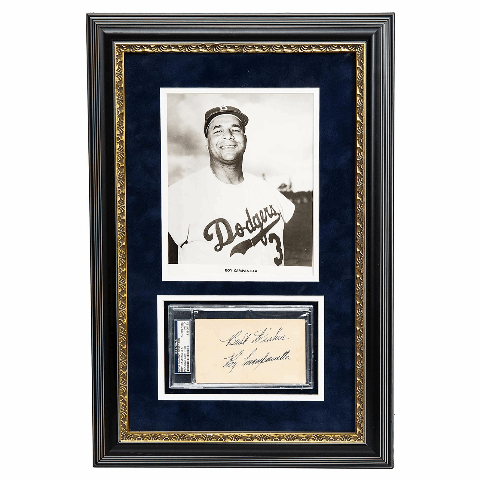 Roy Campanella Signed Govt Postcard Best Wishes Inscribed PSA Encapsulated Roy Campanella Signed Govt Postcard Best Wishes Inscribed PSA Encapsulated