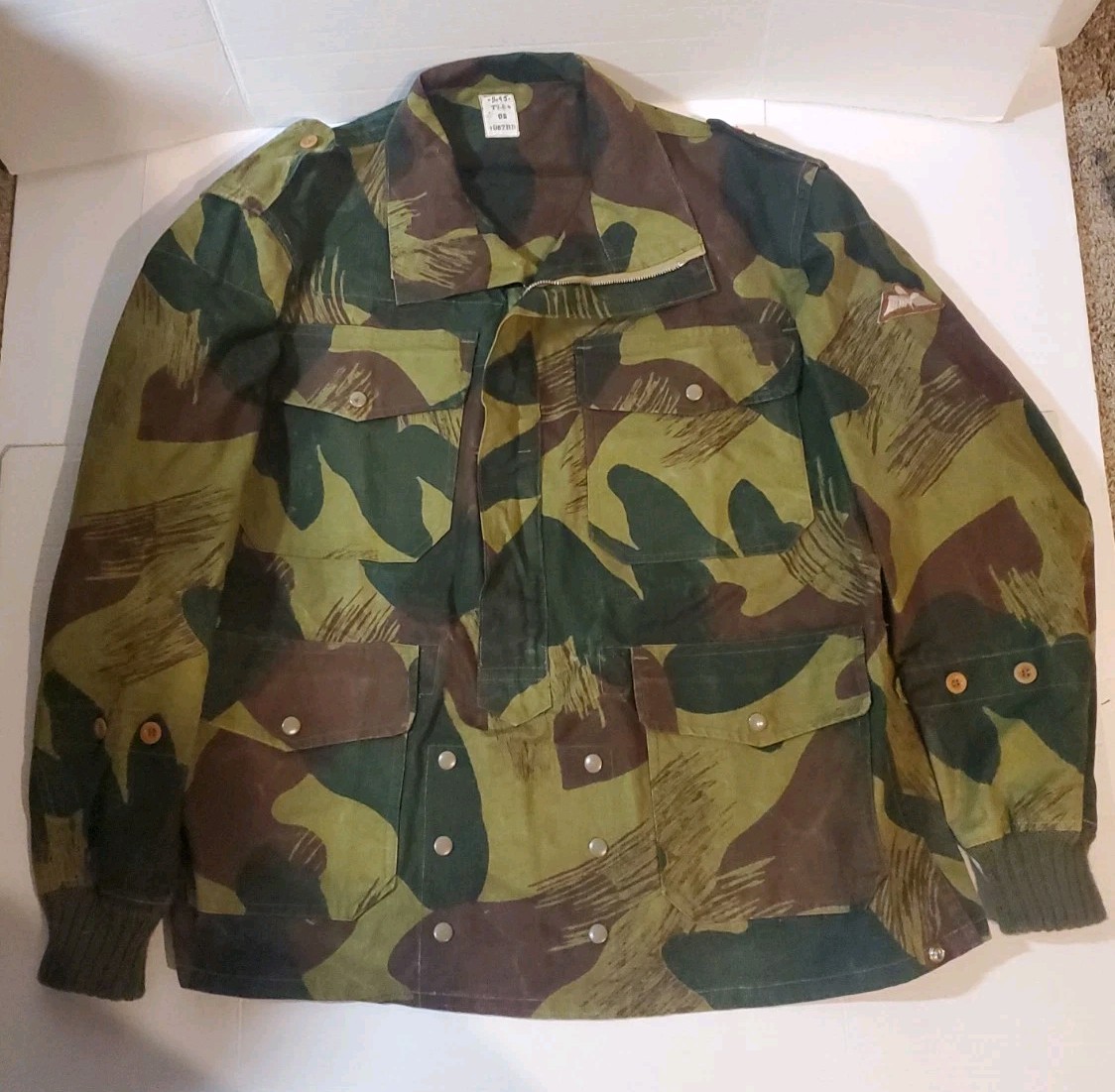 Vintage 1957 Belgian Congo Military Brushstroke Moon Balls Paratrooper Smock