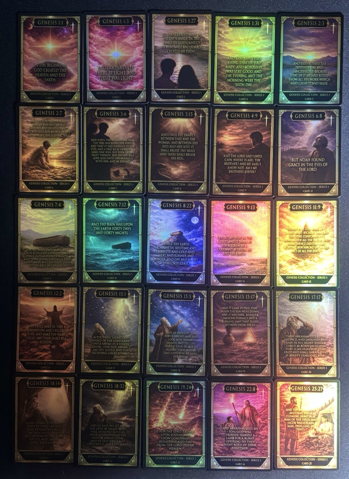 Bible Trading Cards Complete 25 Card FOIL Set –Scripture Series Genesis Series 1 Bible Trading Cards Complete 25 Card FOIL Set –Scripture Series Genesis Series 1