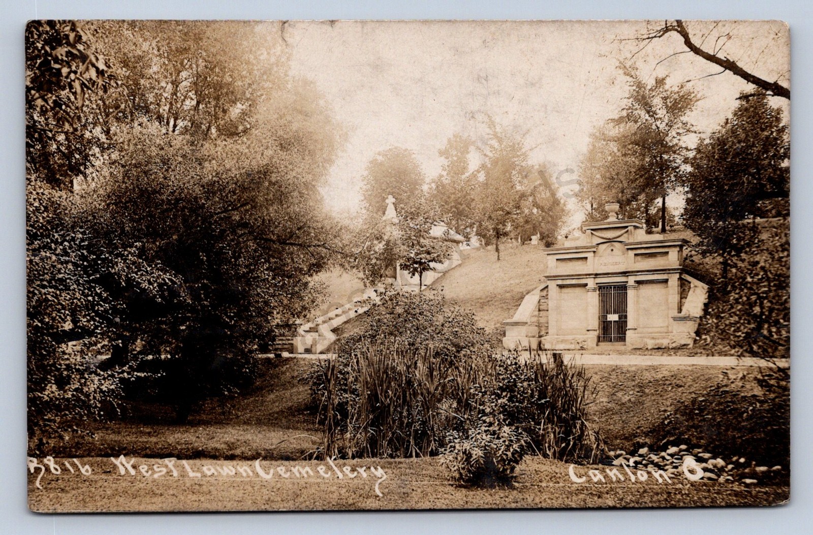 J87/ Canton Ohio RPPC Postcard c1910 Leiter West Lawn Cemetery 772 J87/ Canton Ohio RPPC Postcard c1910 Leiter West Lawn Cemetery 772