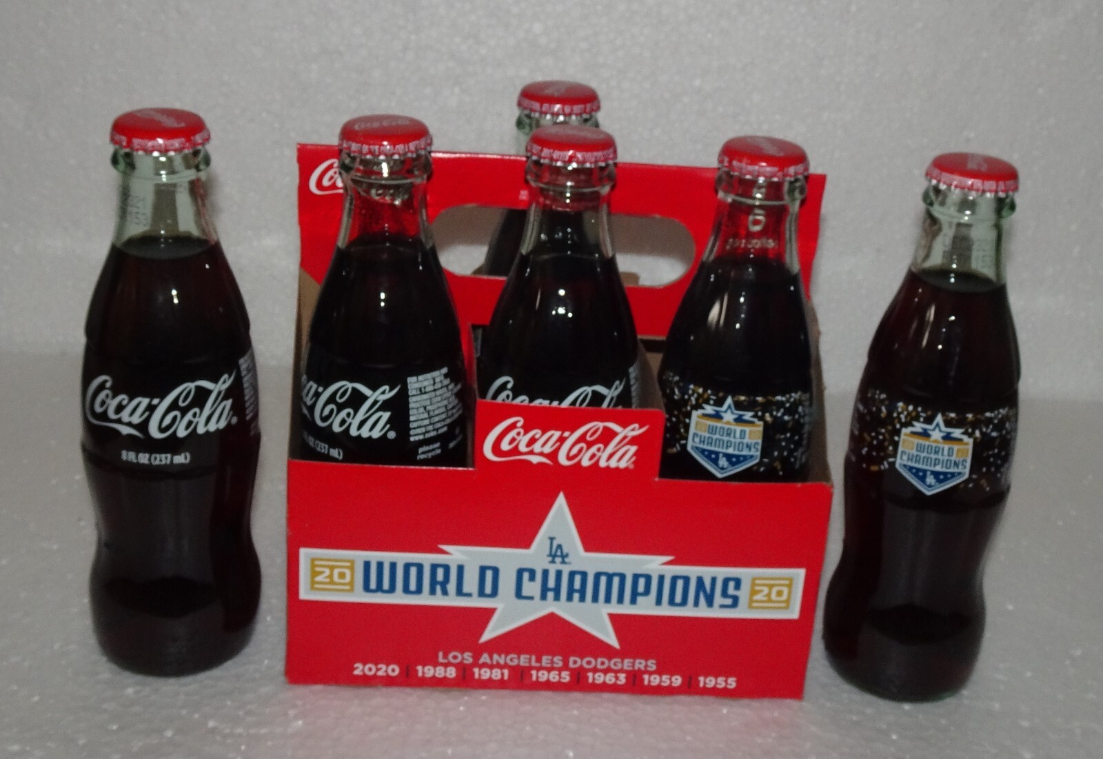 2020 LA Dodgers World Champions Coca-Cola 6-Pack (8oz Glass - Unopened)