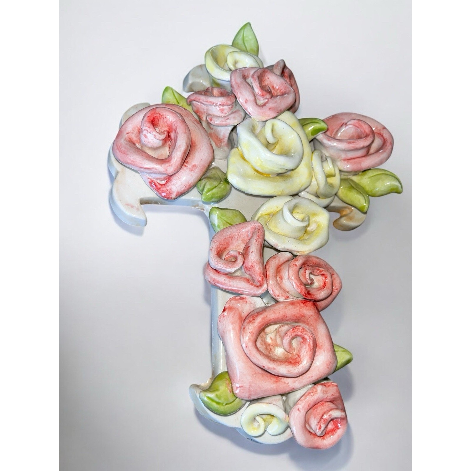 KoKo Original Athena Boulguaida Handmade Pottery Lusterware Rose Cross 9x6.5 KoKo Original Athena Boulguaida Handmade Pottery Lusterware Rose Cross 9x6.5