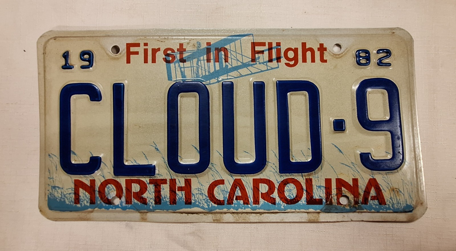 Vtg 1982 North Carolina CLOUD9 Vanity License Plate First in Flight Collectable Vtg 1982 North Carolina CLOUD9 Vanity License Plate First in Flight Collectable
