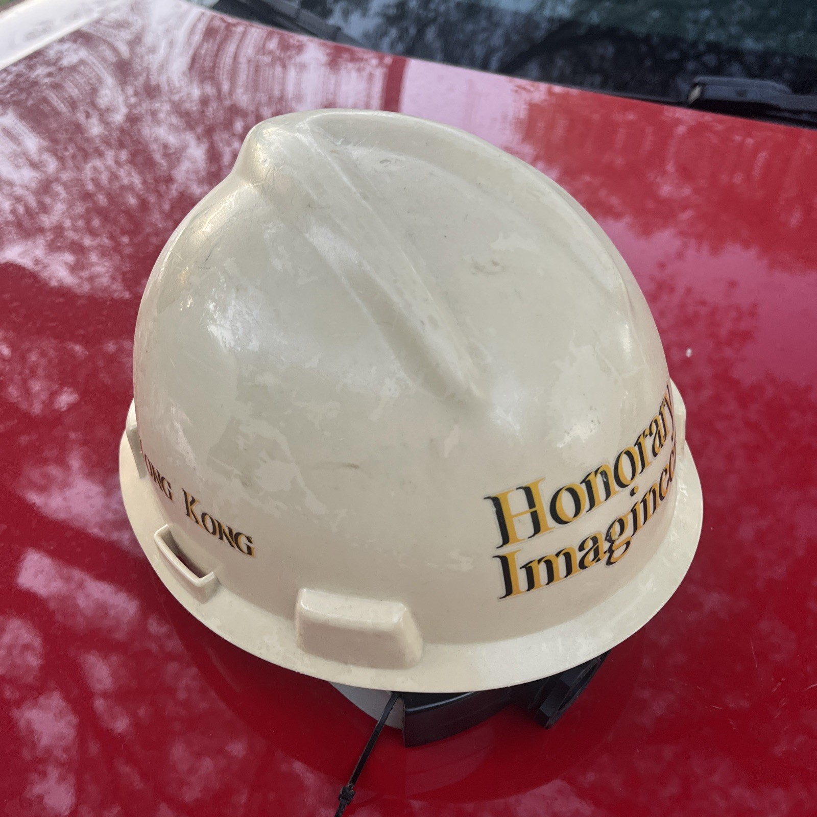 Vintage Disney Hong Kong Hard Hat Honorary Imagineer Sticker Ride Installer Esta